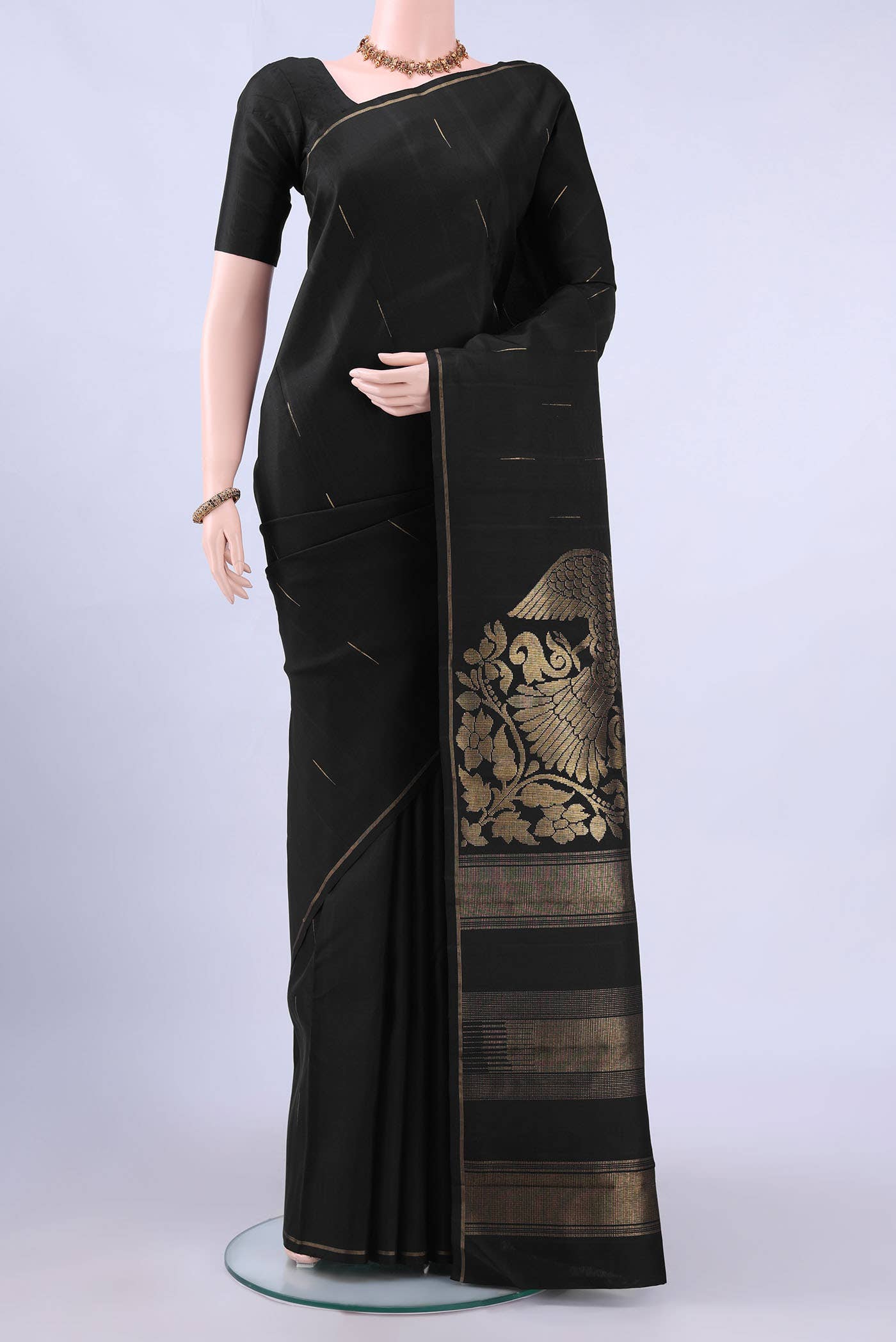 Black Kanchipuram Silk Saree