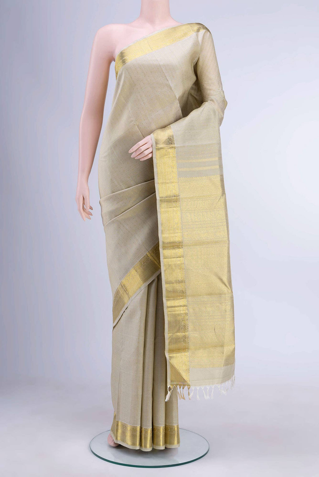 Pure Silk Pure Zari Off White Kanchipuram Saree