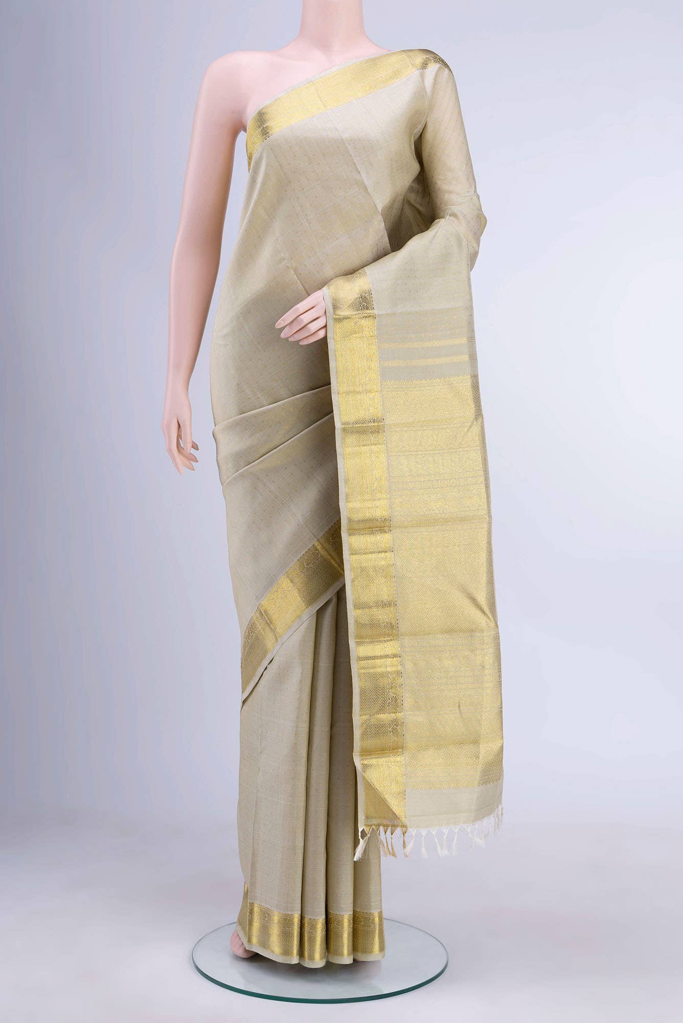 Pure Silk Pure Zari Off White Kanchipuram Saree
