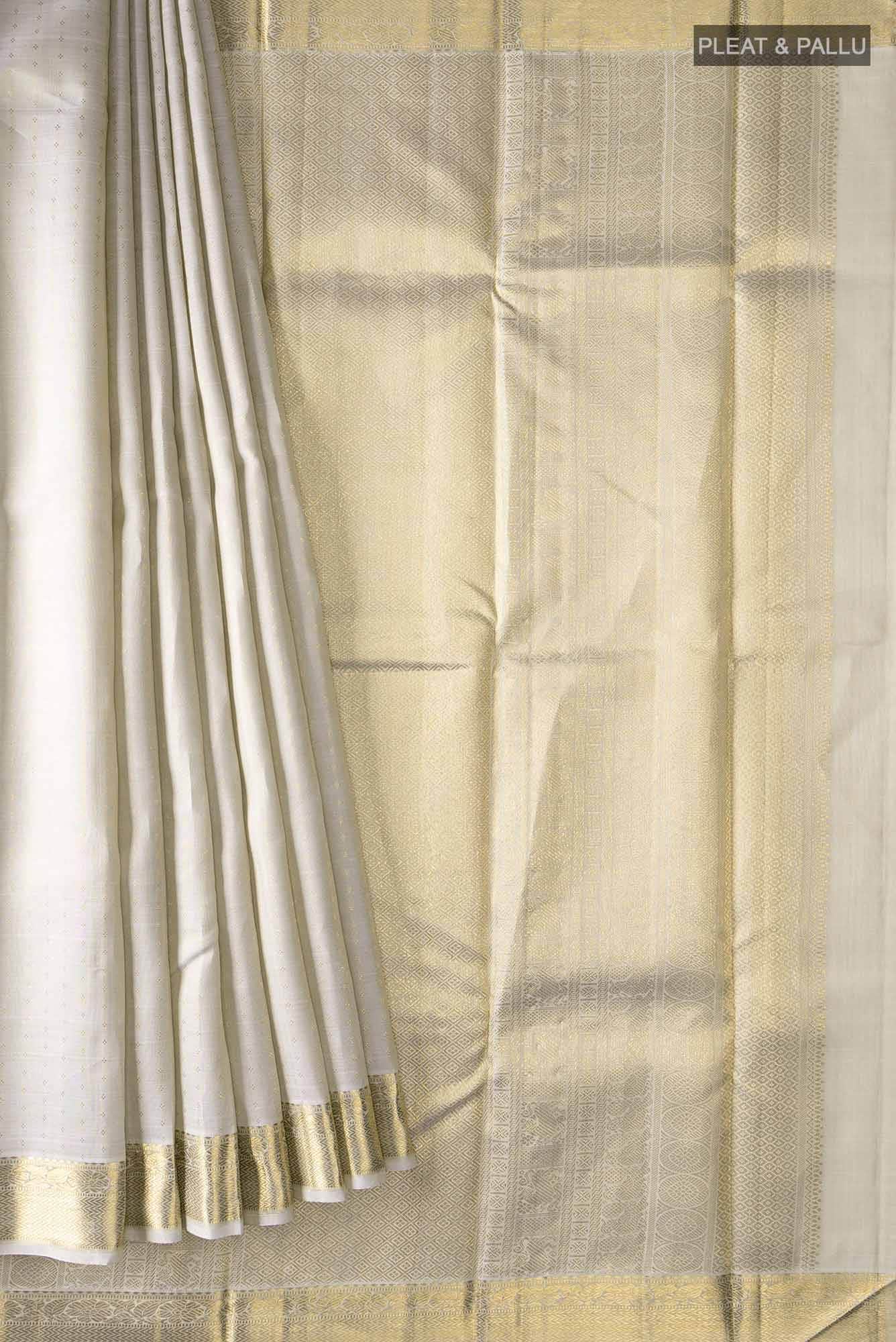 Pure Silk Pure Zari Off White Kanchipuram Saree