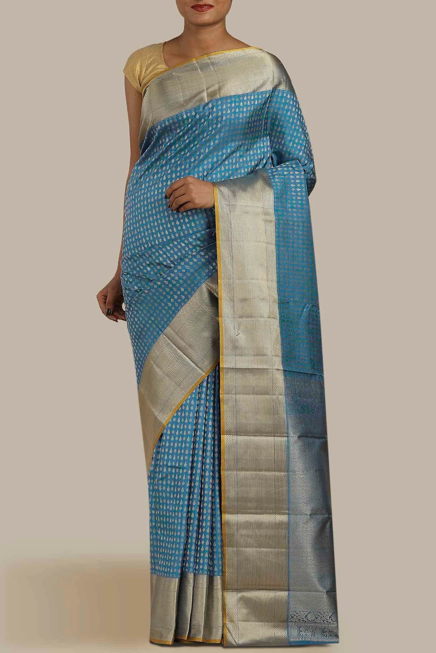 Blue Kanchipuram Silk Saree