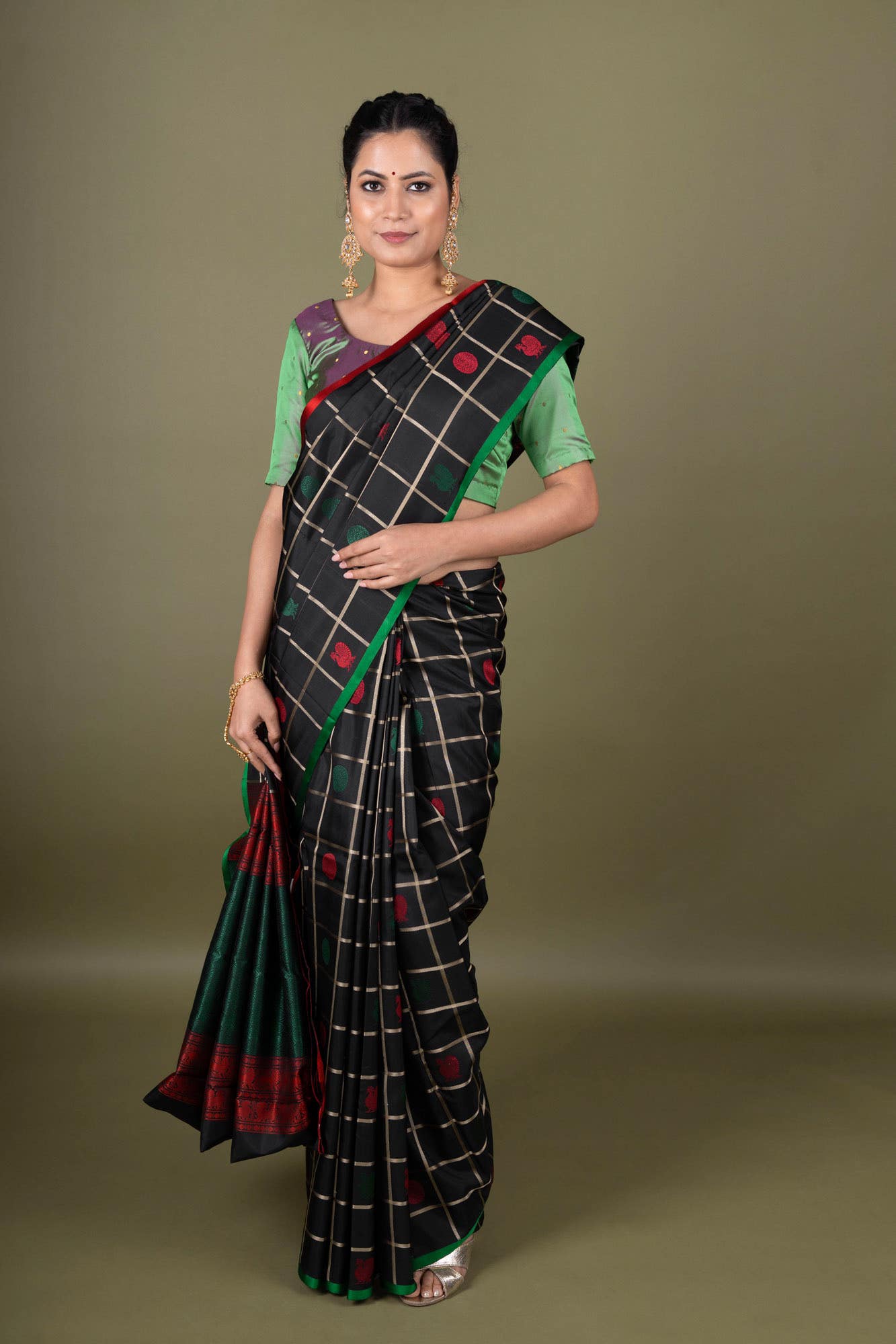 Pure Silk Pure Zari Black Kanchipuram Saree