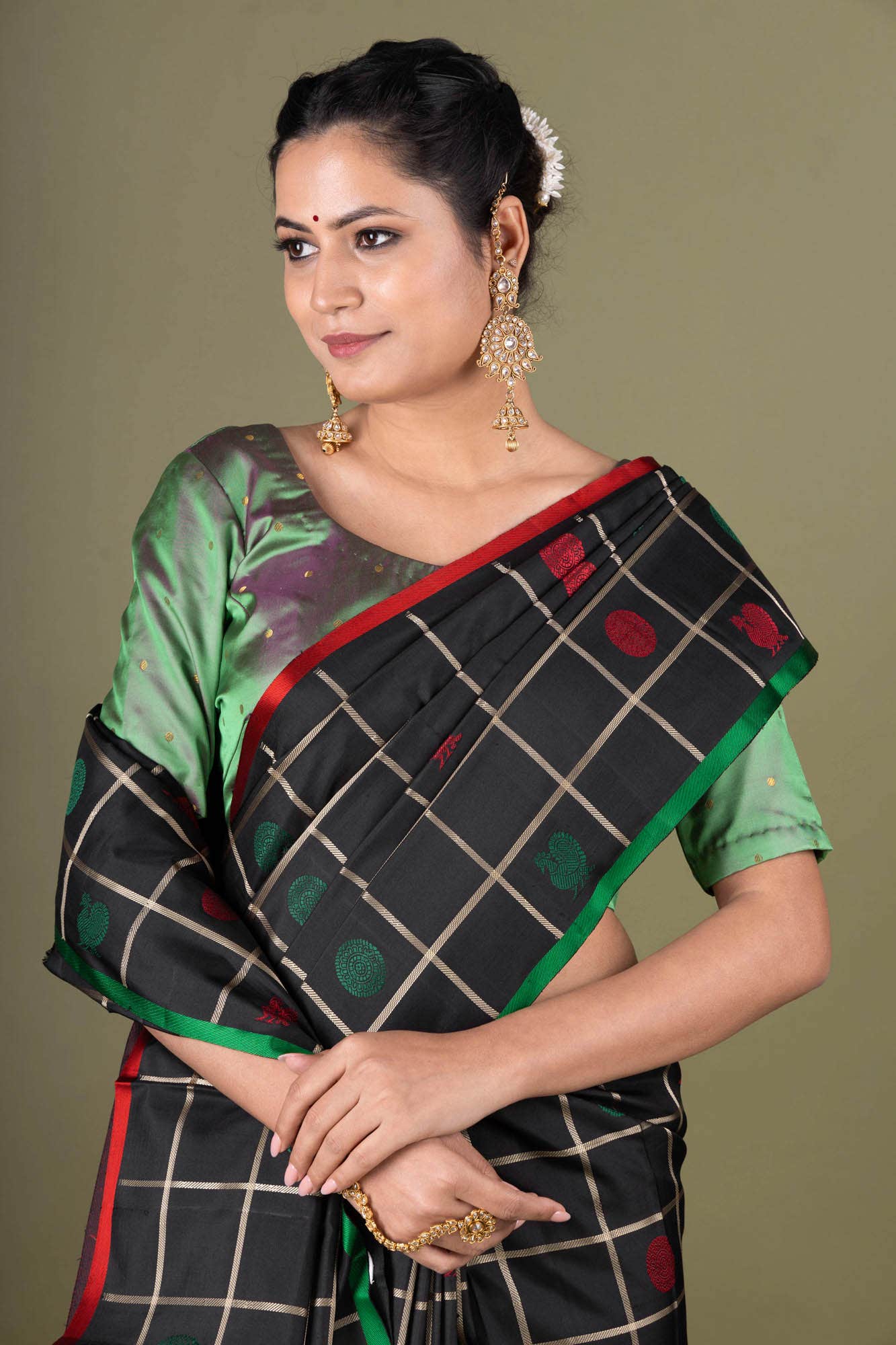Pure Silk Pure Zari Black Kanchipuram Saree