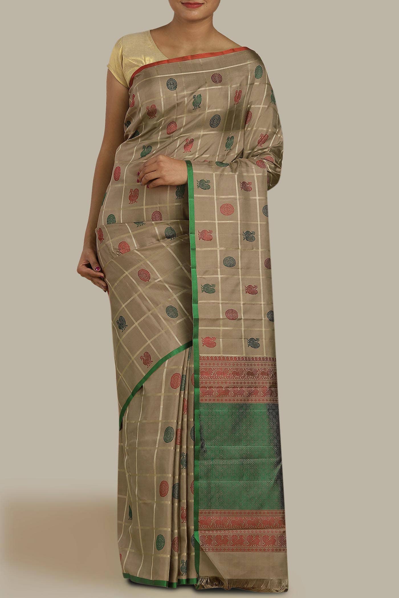 Brown Kanchipuram Silk Saree