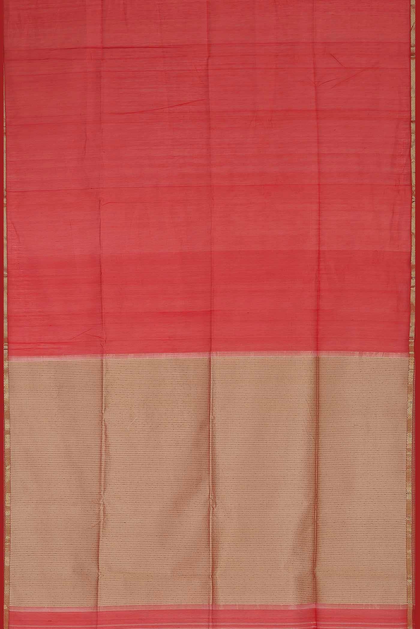 Red Maheshwari Silk Cotton Saree