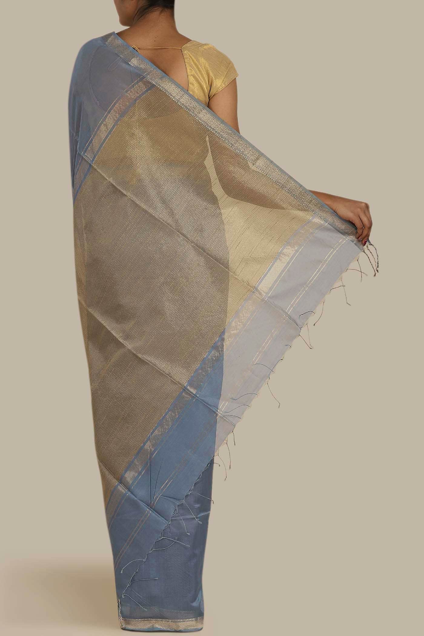 Blue Maheshwari Silk Cotton Saree