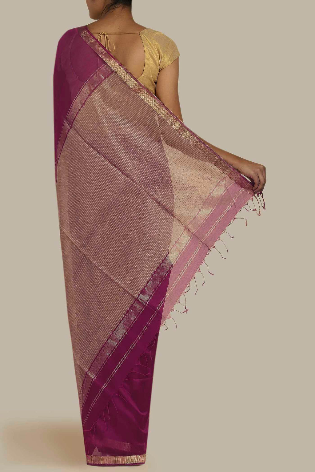 Magenta Maheshwari Silk Cotton Saree