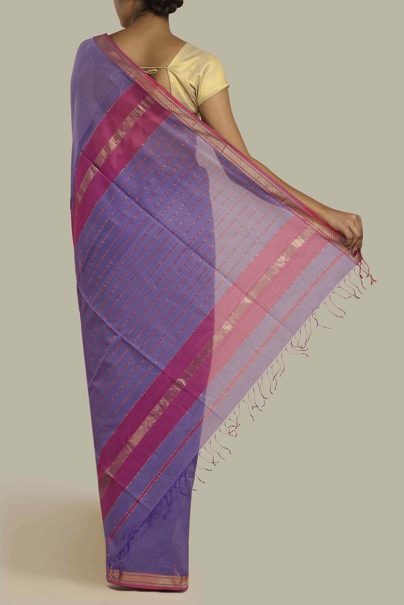 Lavender Maheshwari Silk Cotton Saree