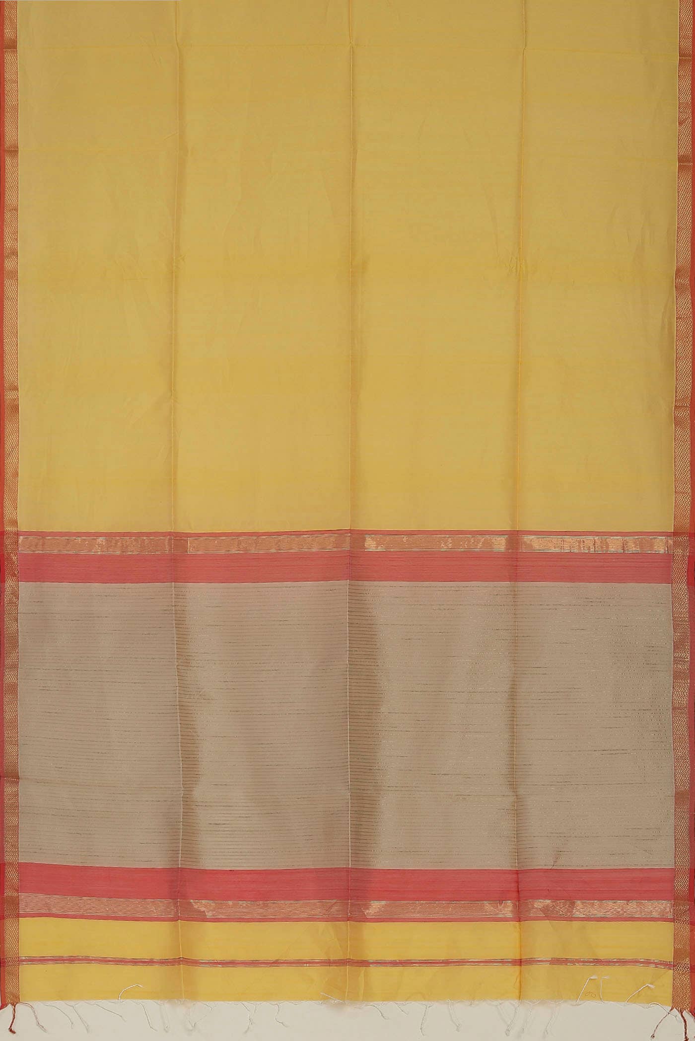 Yellow Maheshwari Silk Cotton Saree