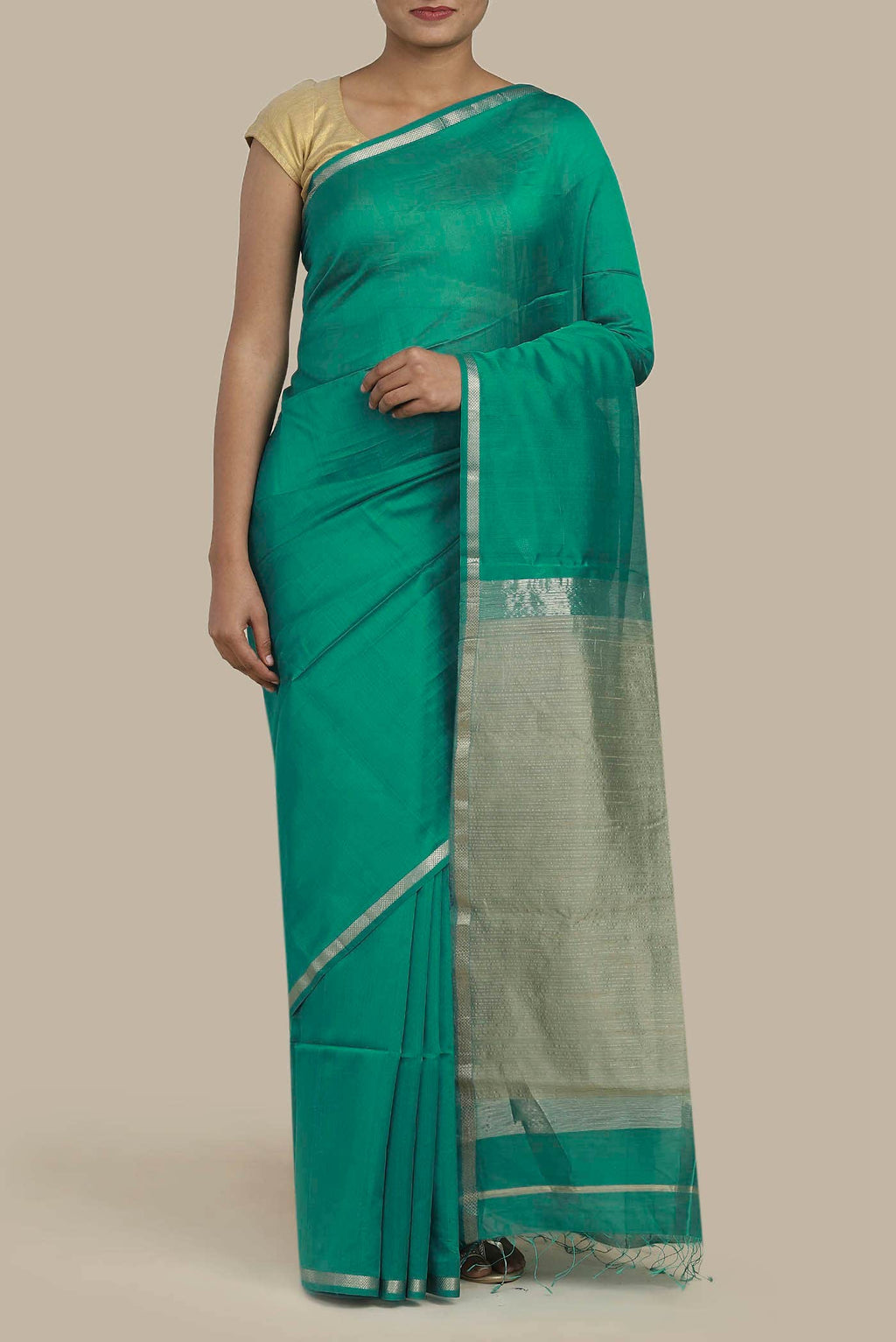 Green Maheshwari Silk Cotton Saree