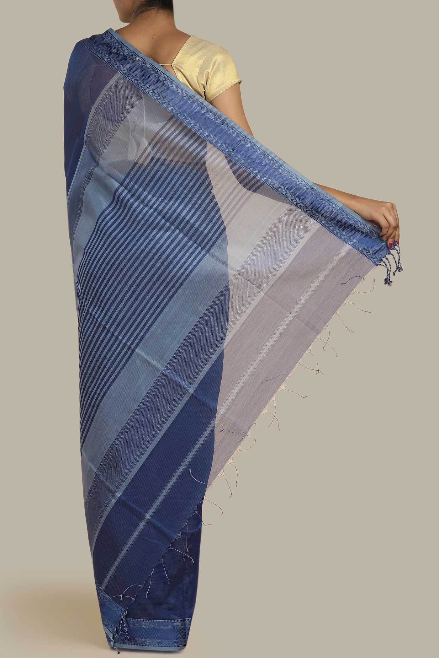 Blue Maheshwari Silk Cotton Saree