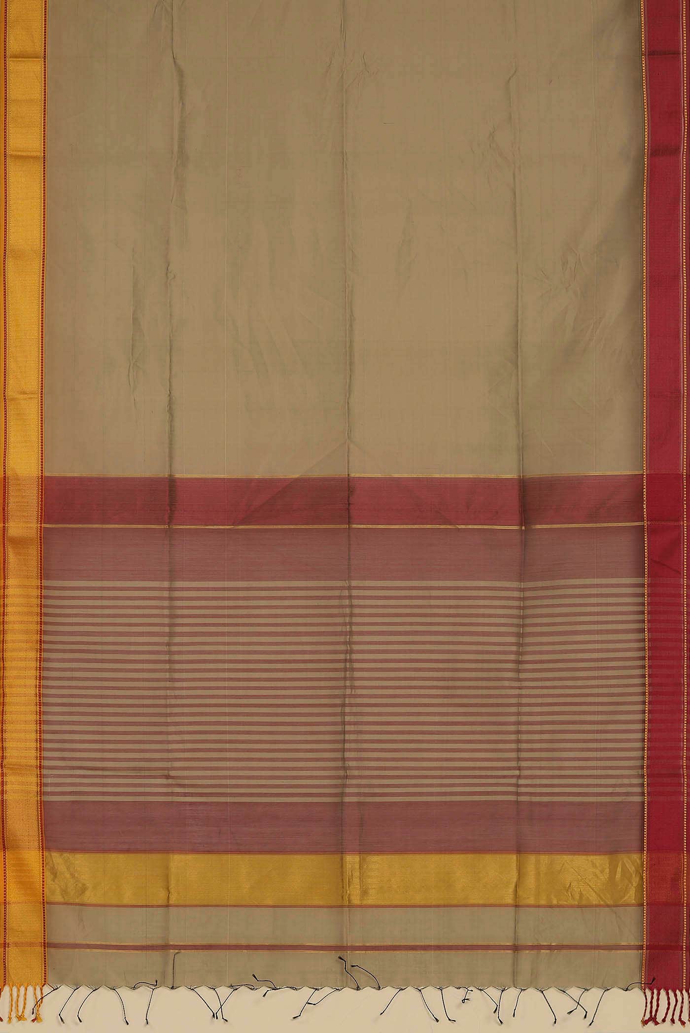 Beige Maheshwari Silk Cotton Saree