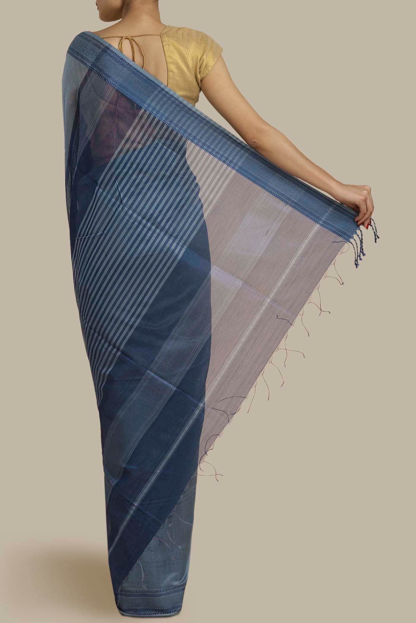 Grey Maheshwari Silk Cotton Saree