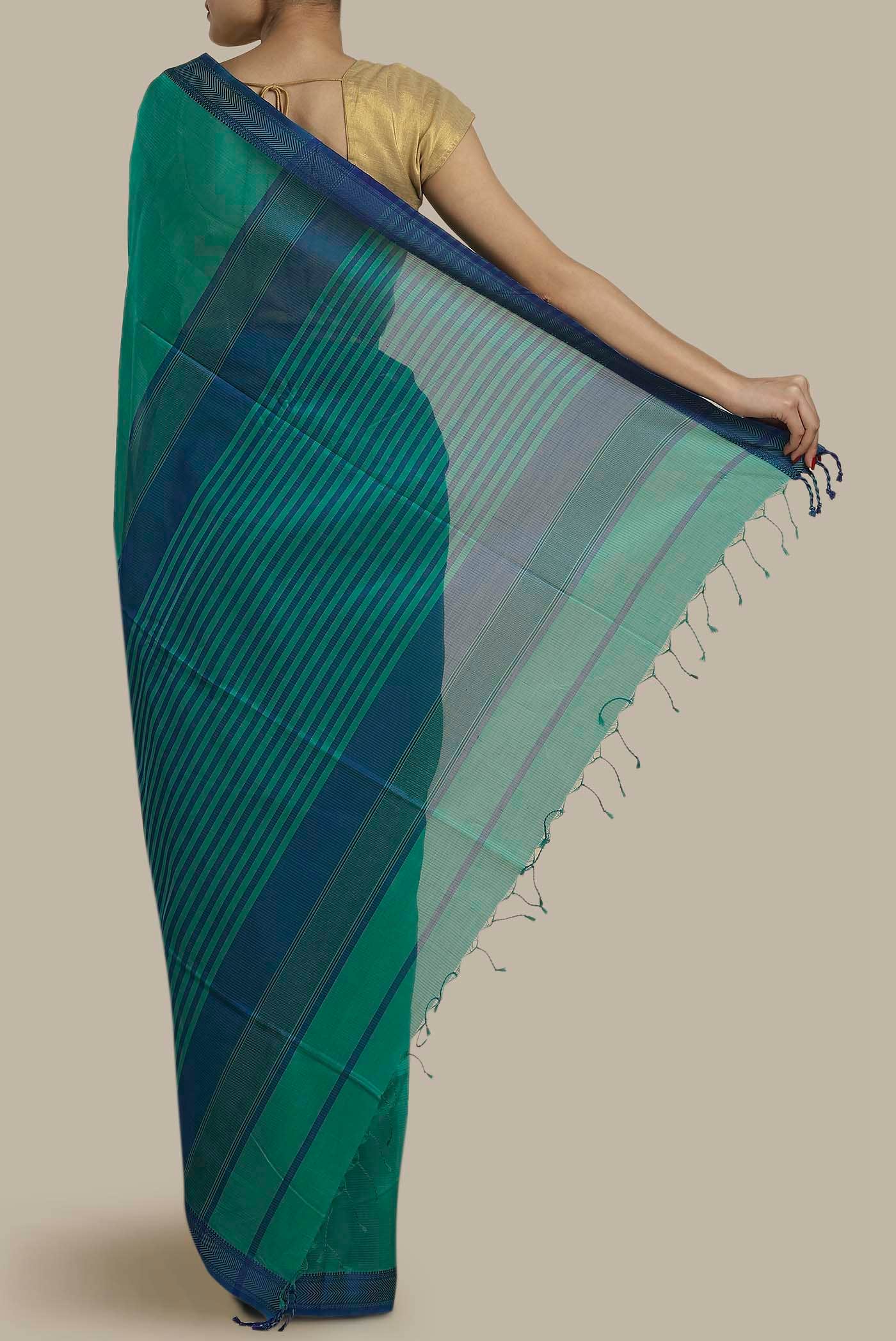 Green Maheshwari Silk Cotton Saree