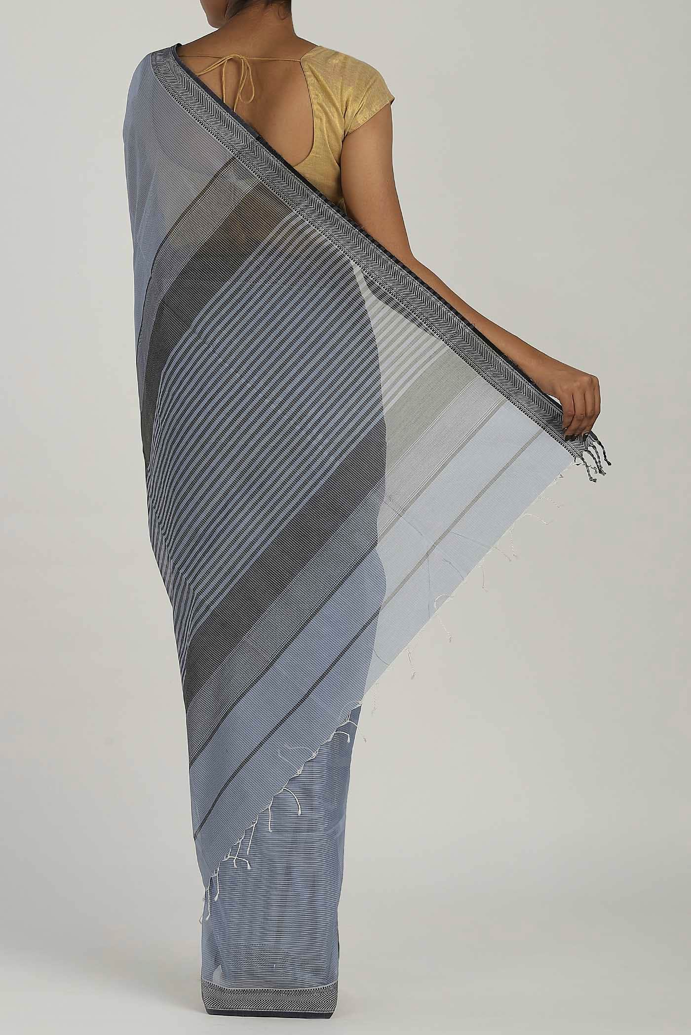 Light Blue Maheshwari Silk Cotton Saree