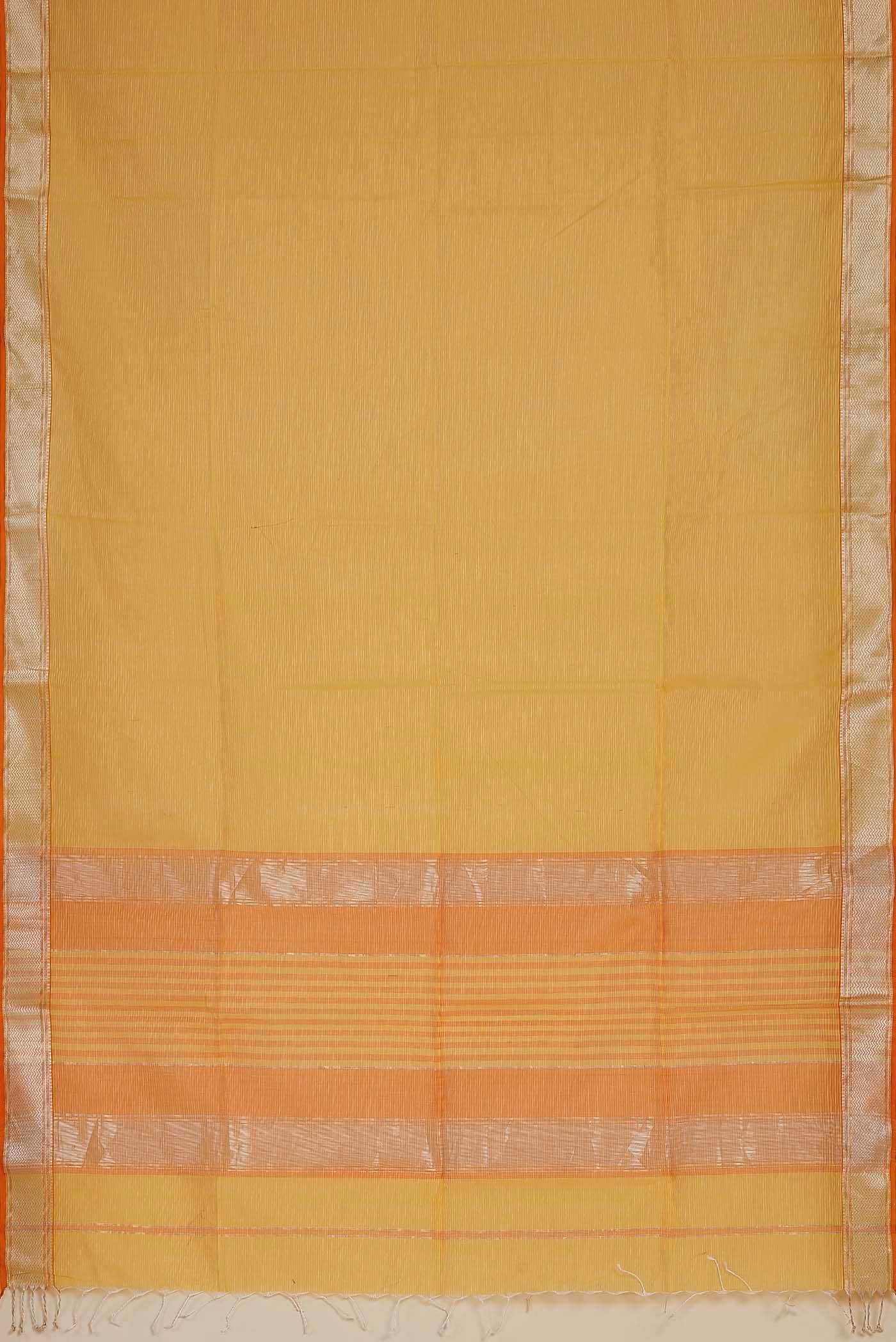 Yellow Maheshwari Silk Cotton Saree