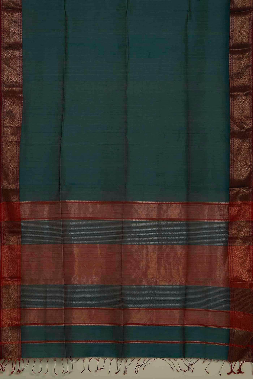 Teal Maheshwari Silk Cotton Saree