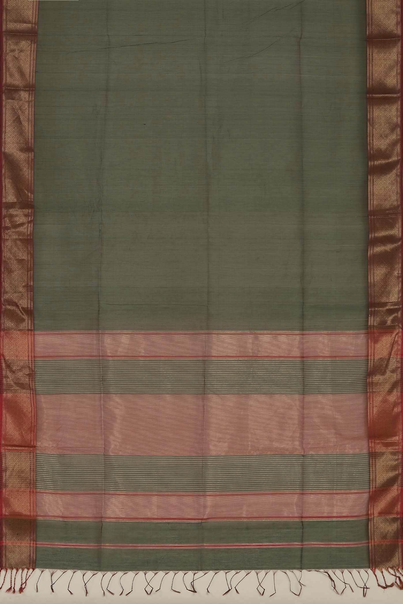 Green Maheshwari Silk Cotton Saree