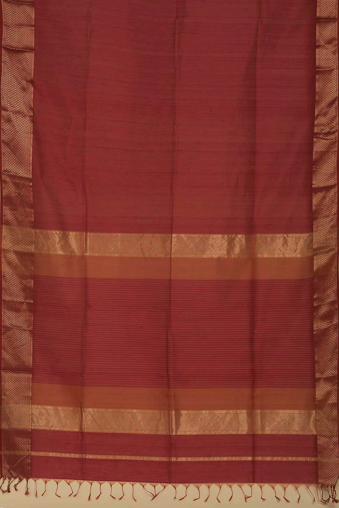 Red Maheshwari Silk Cotton Saree