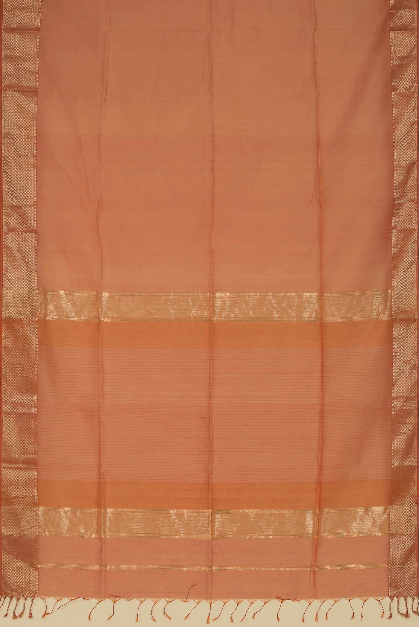 Orange Maheshwari Silk Cotton Saree