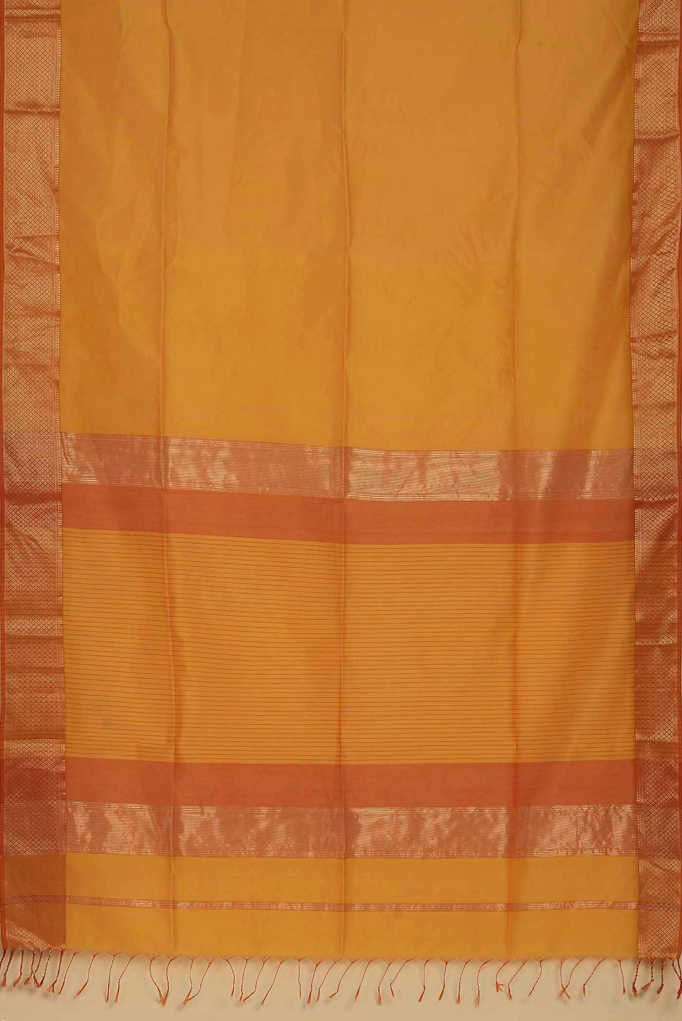 Yellow Maheshwari Silk Cotton Saree