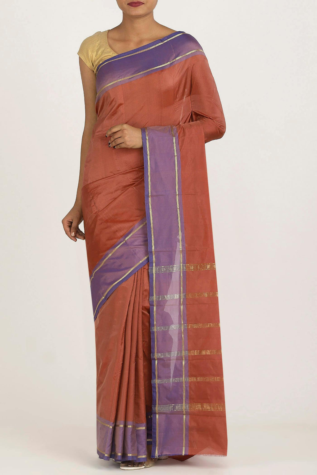 Orange Bangalore Silk Saree