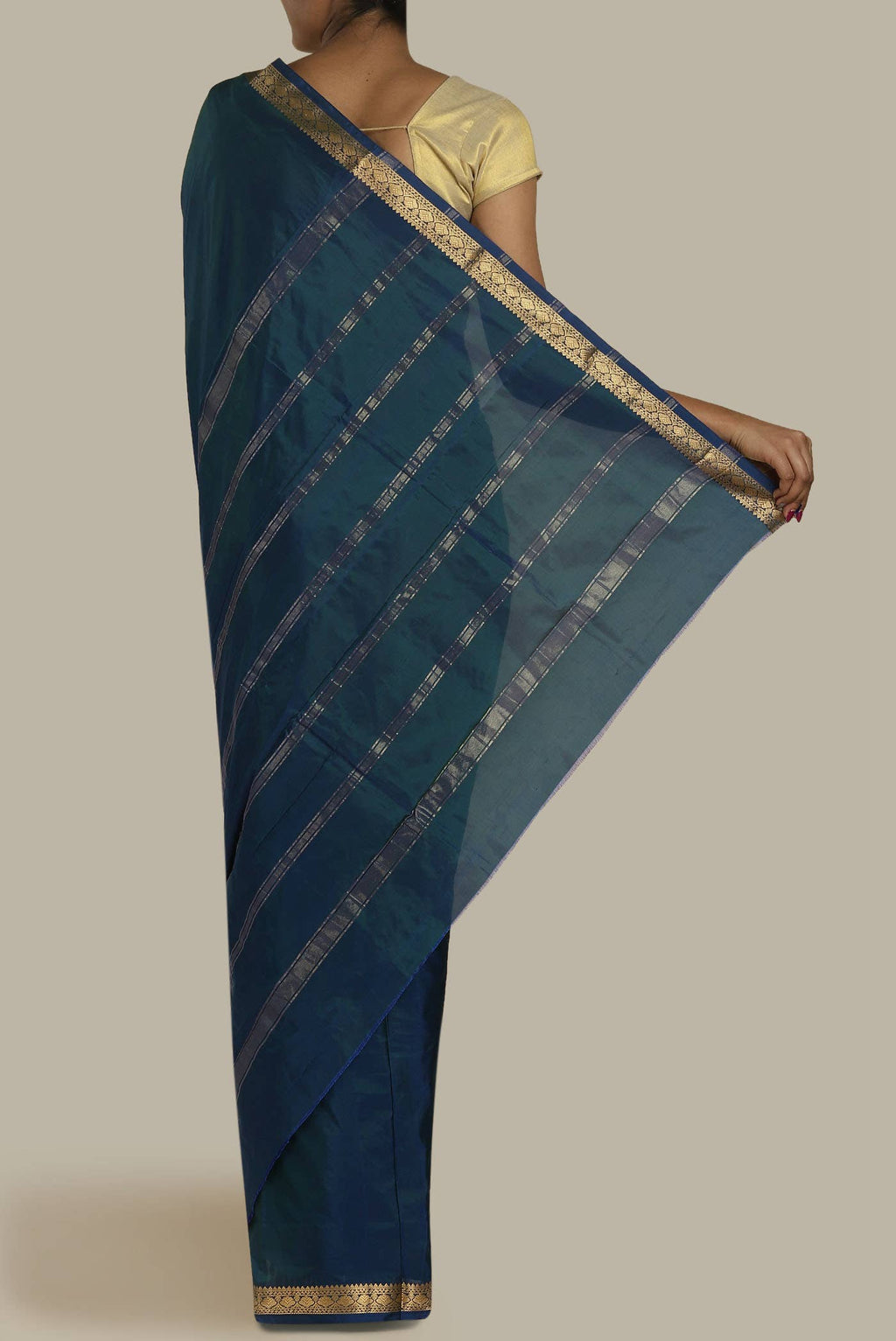 Blue Blended Bangalore Silk Saree