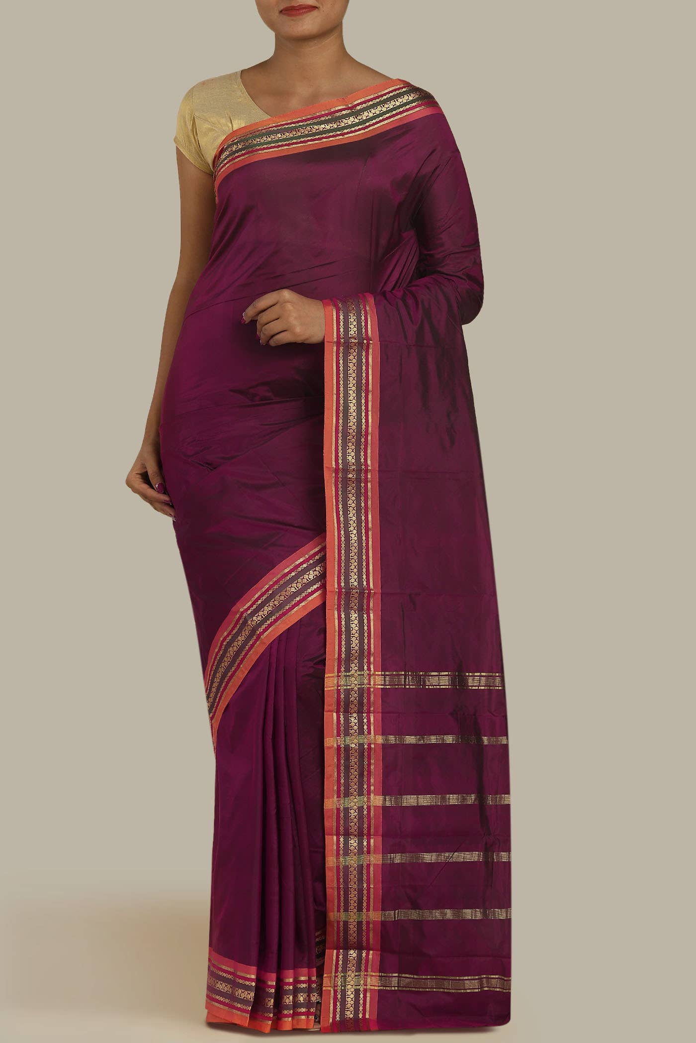 Magenta Blended Bangalore Silk Saree