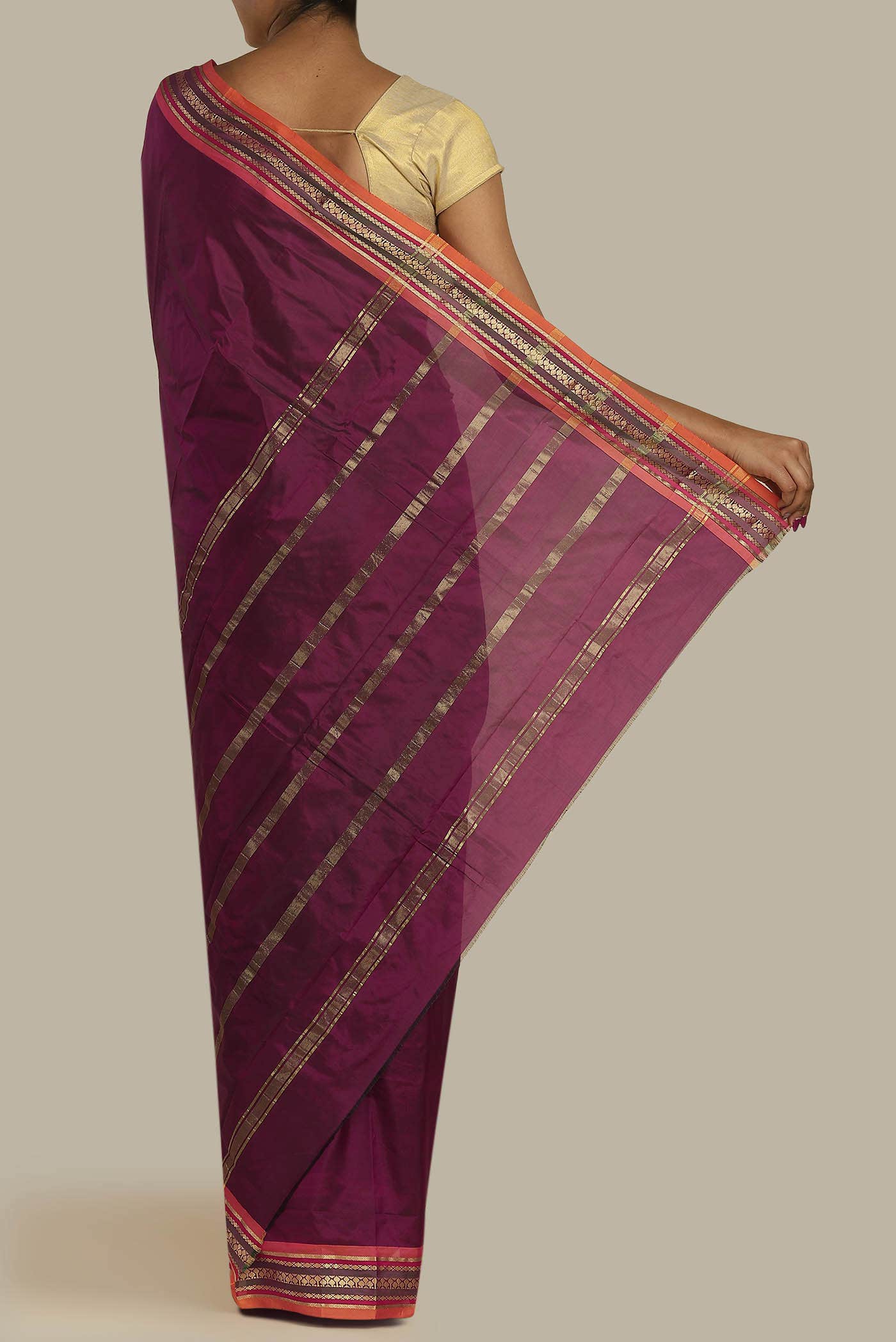 Magenta Blended Bangalore Silk Saree