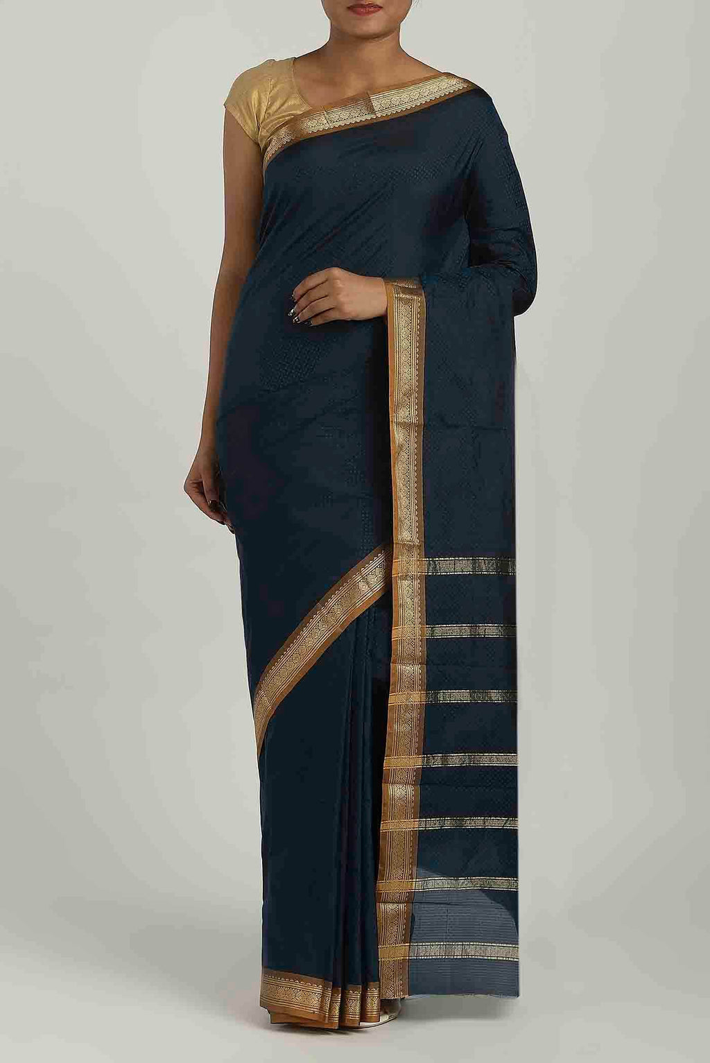 Blue Blended Bangalore Silk Saree