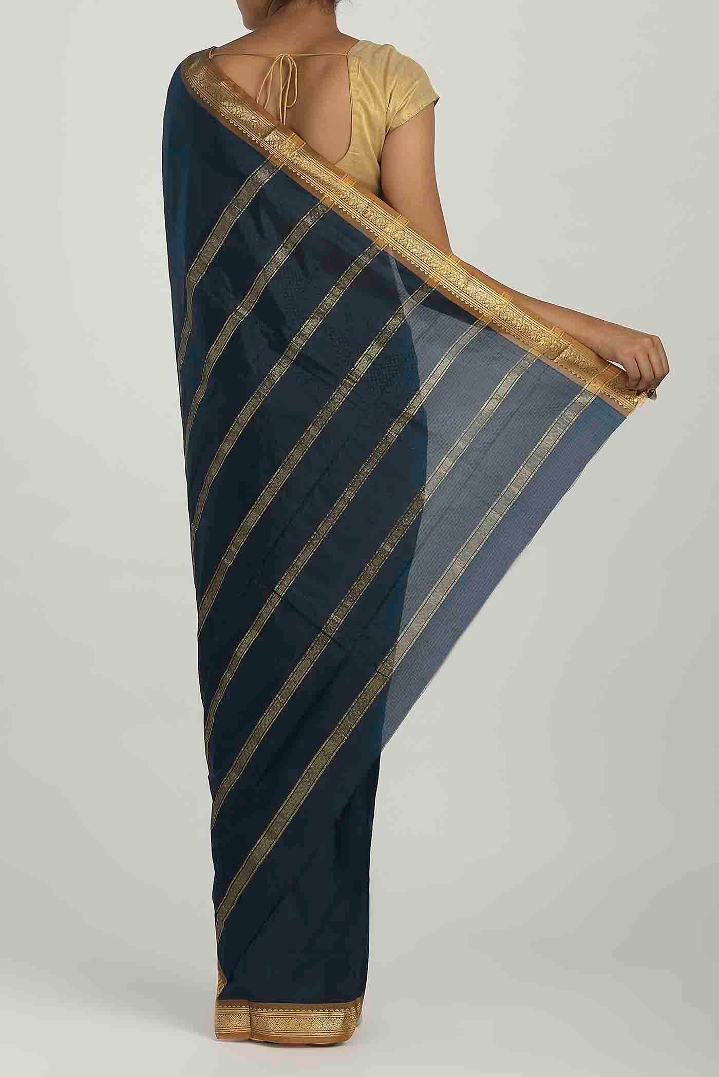 Blue Blended Bangalore Silk Saree