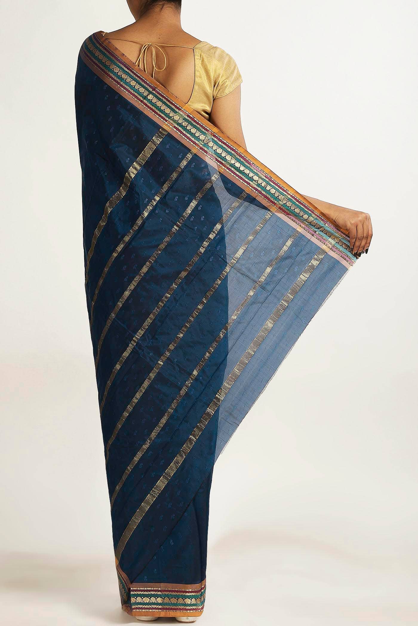 Blue Blended Bangalore Silk Saree