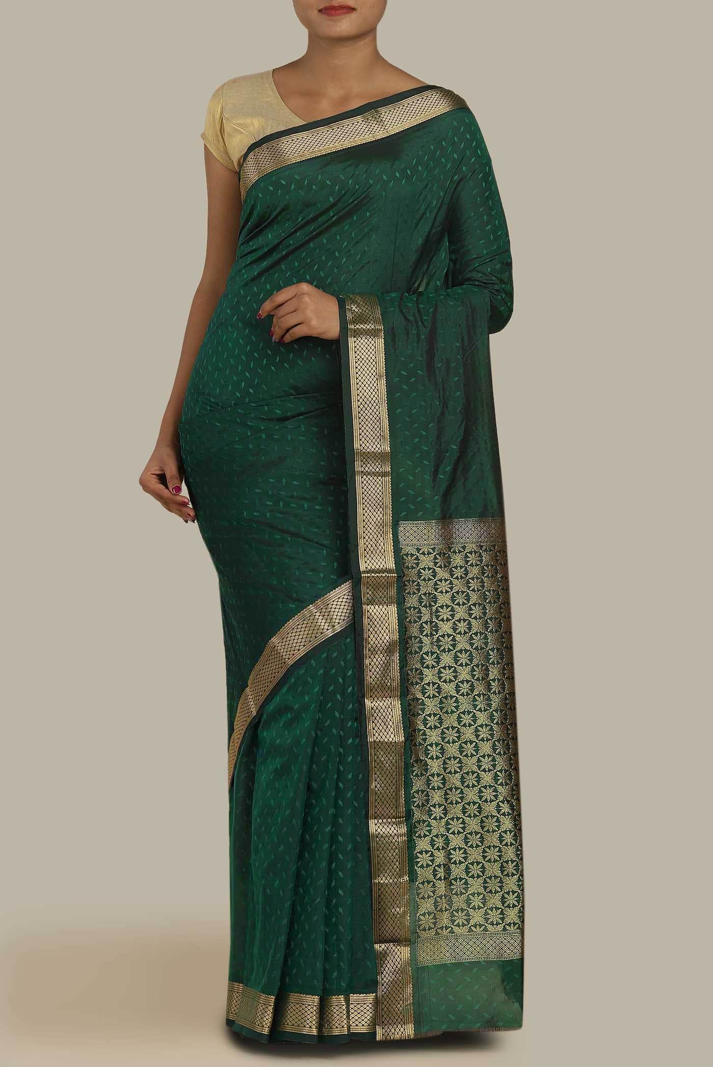 Green Blended Bangalore Silk Saree