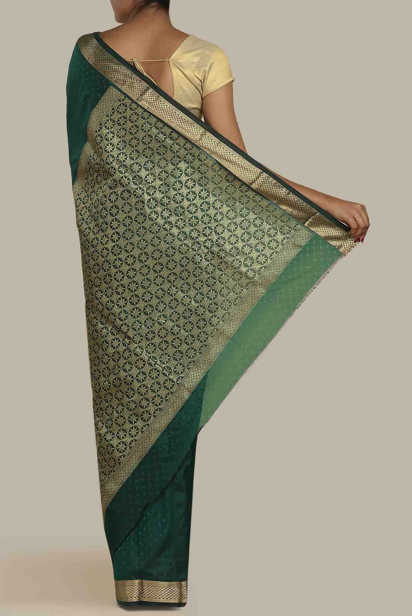Green Blended Bangalore Silk Saree