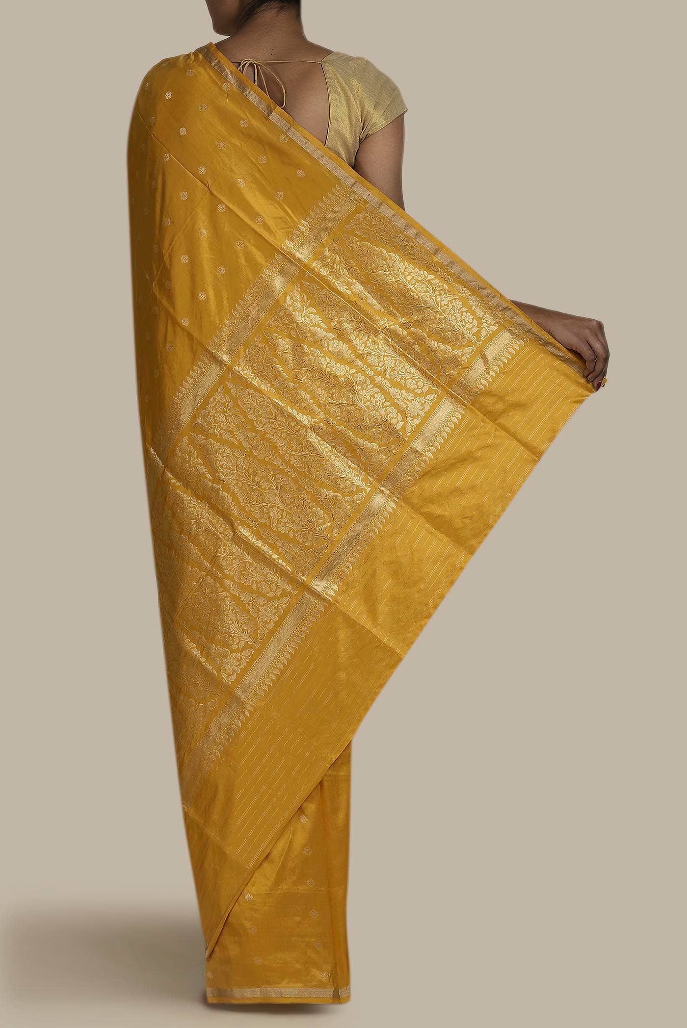 Yellow Banarasi Katan Silk Saree
