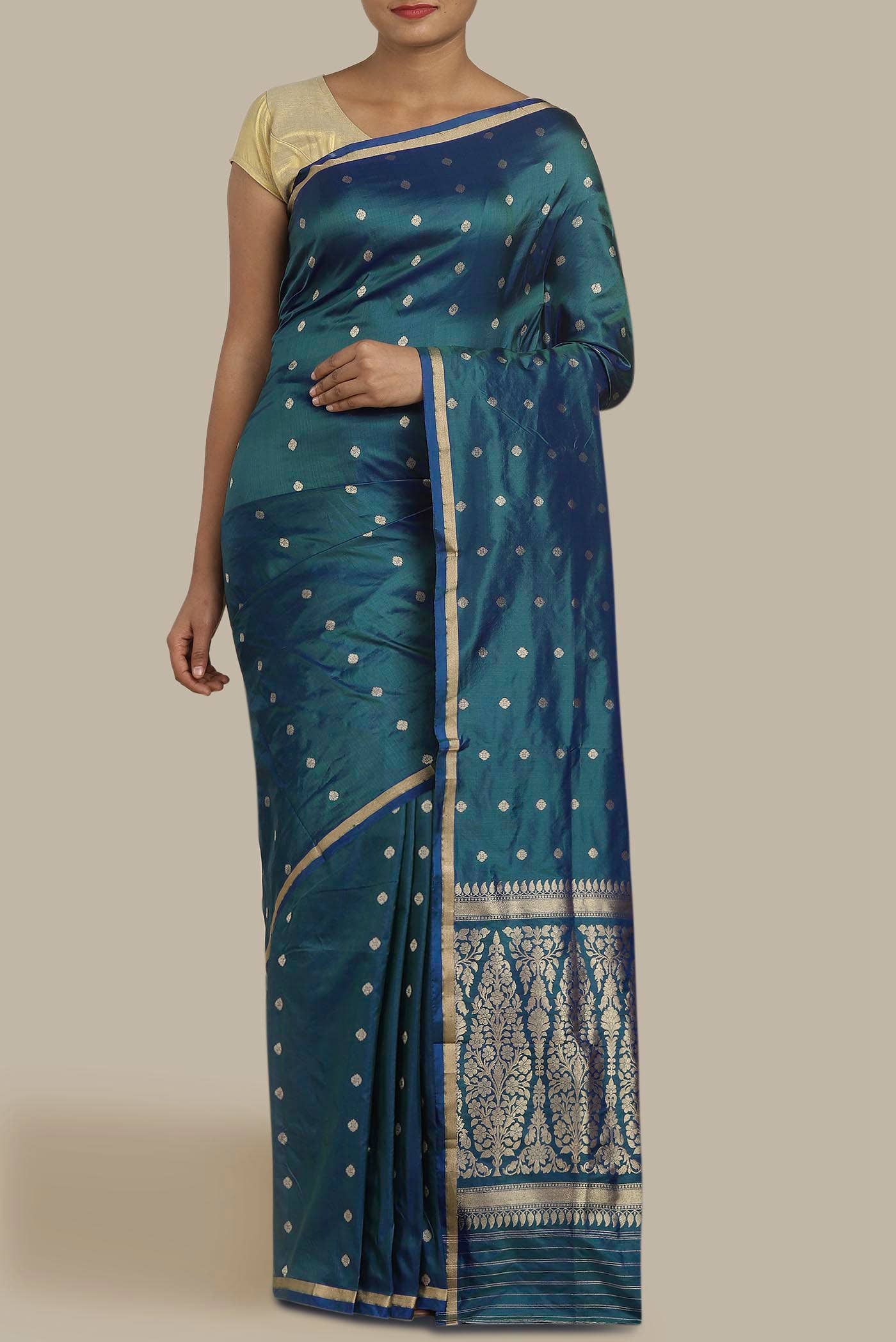 Blue Banarasi Katan Silk Saree