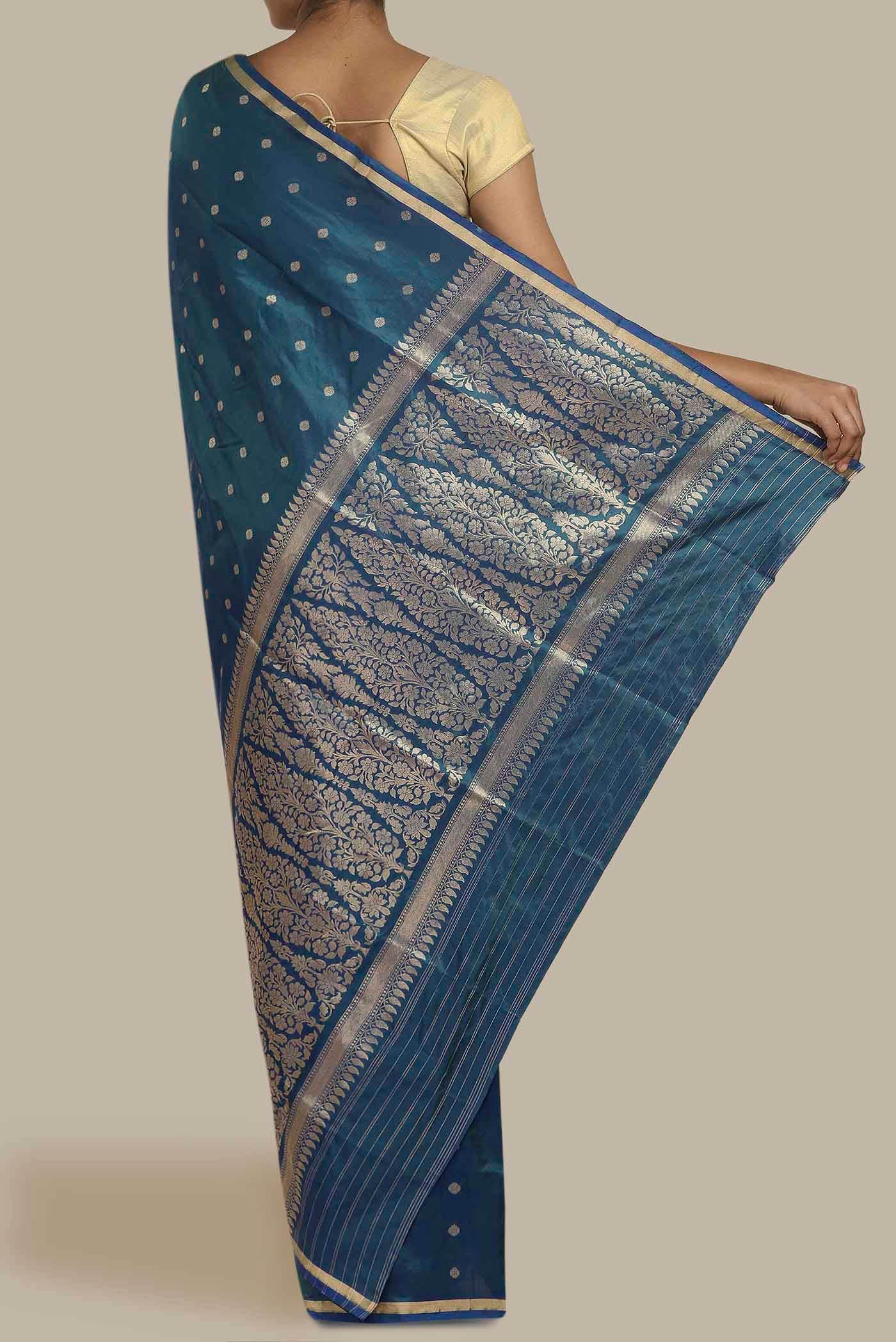 Blue Banarasi Katan Silk Saree