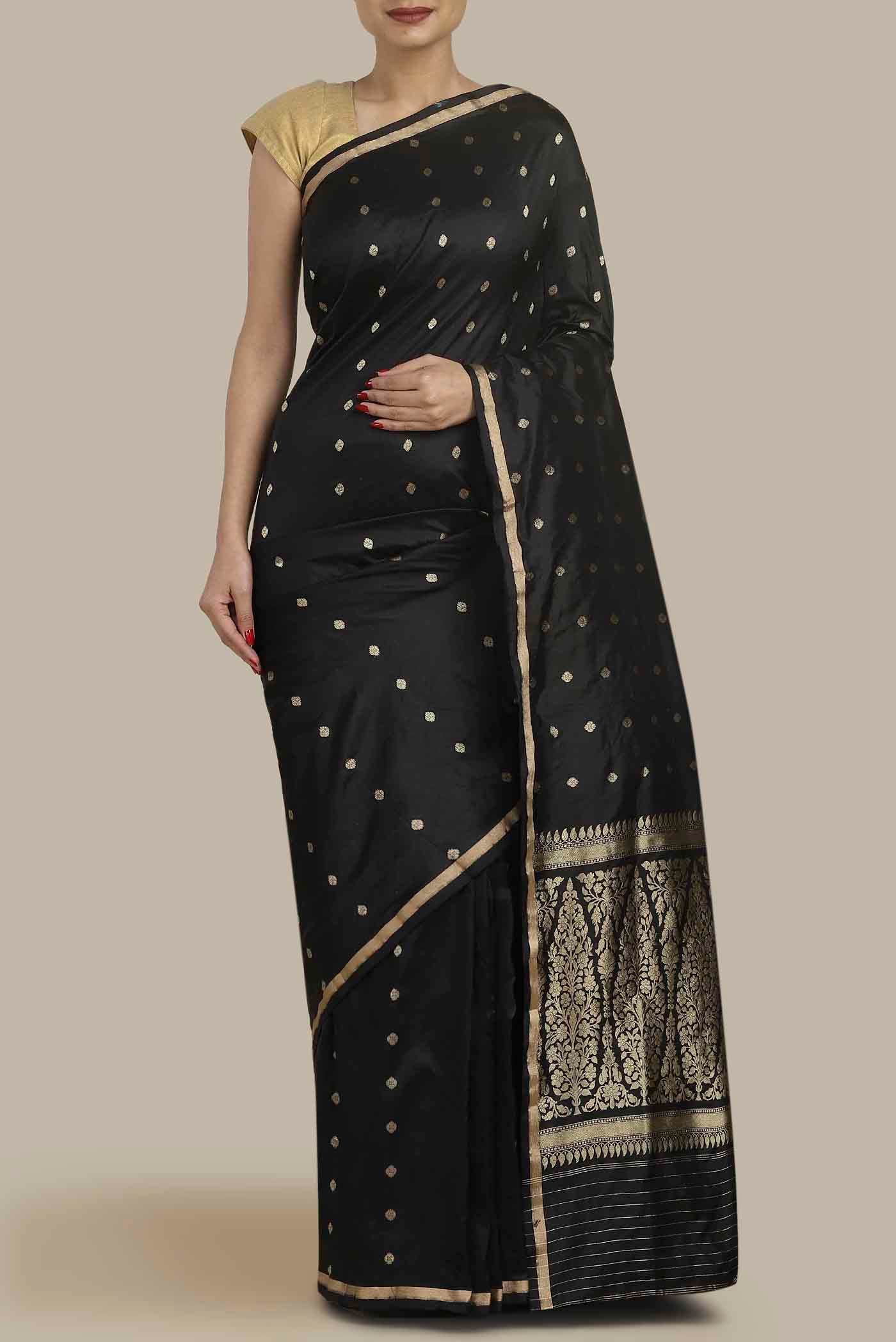 Black Banarasi Katan Silk Saree