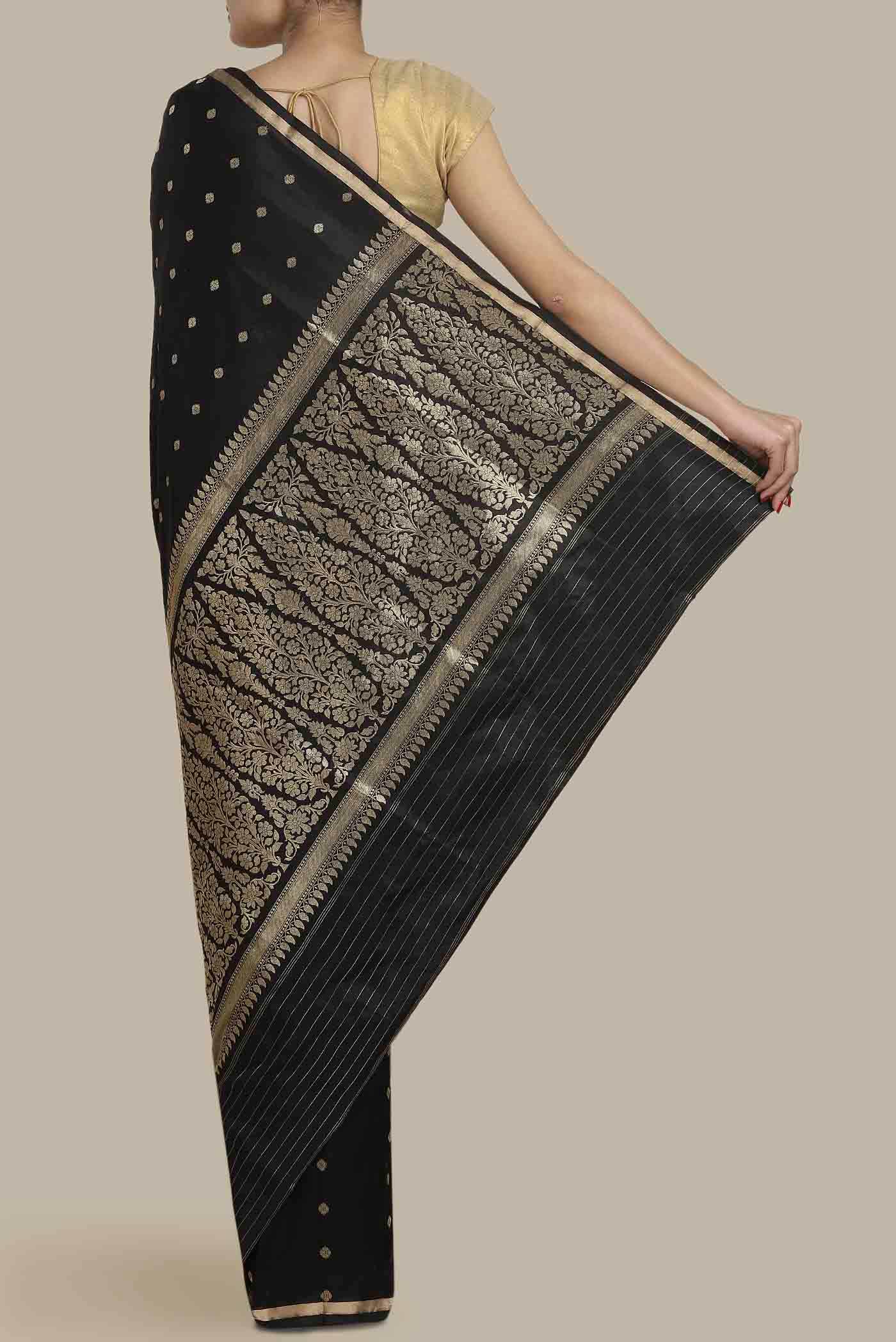 Black Banarasi Katan Silk Saree