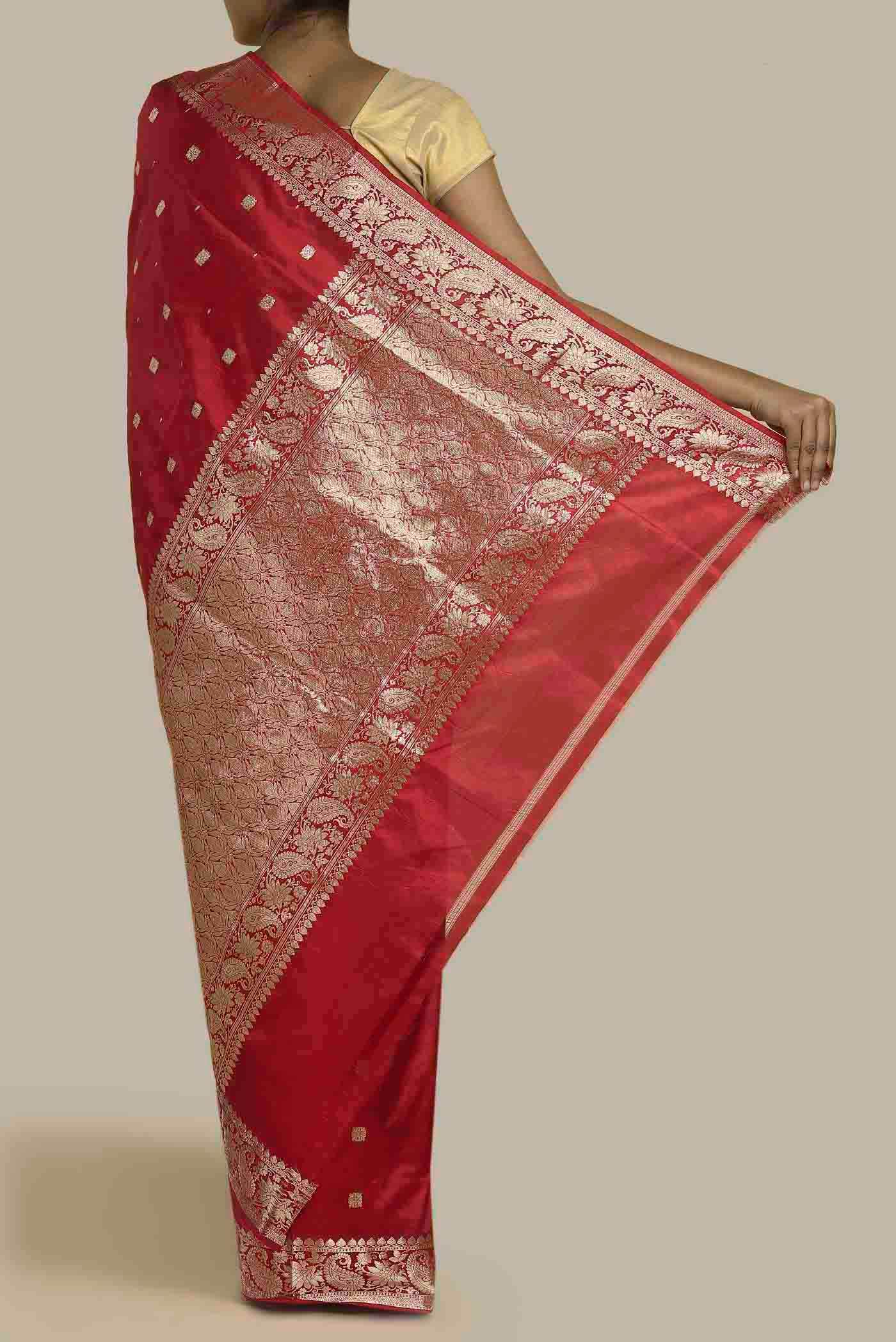 Red Banarasi Katan Silk Saree