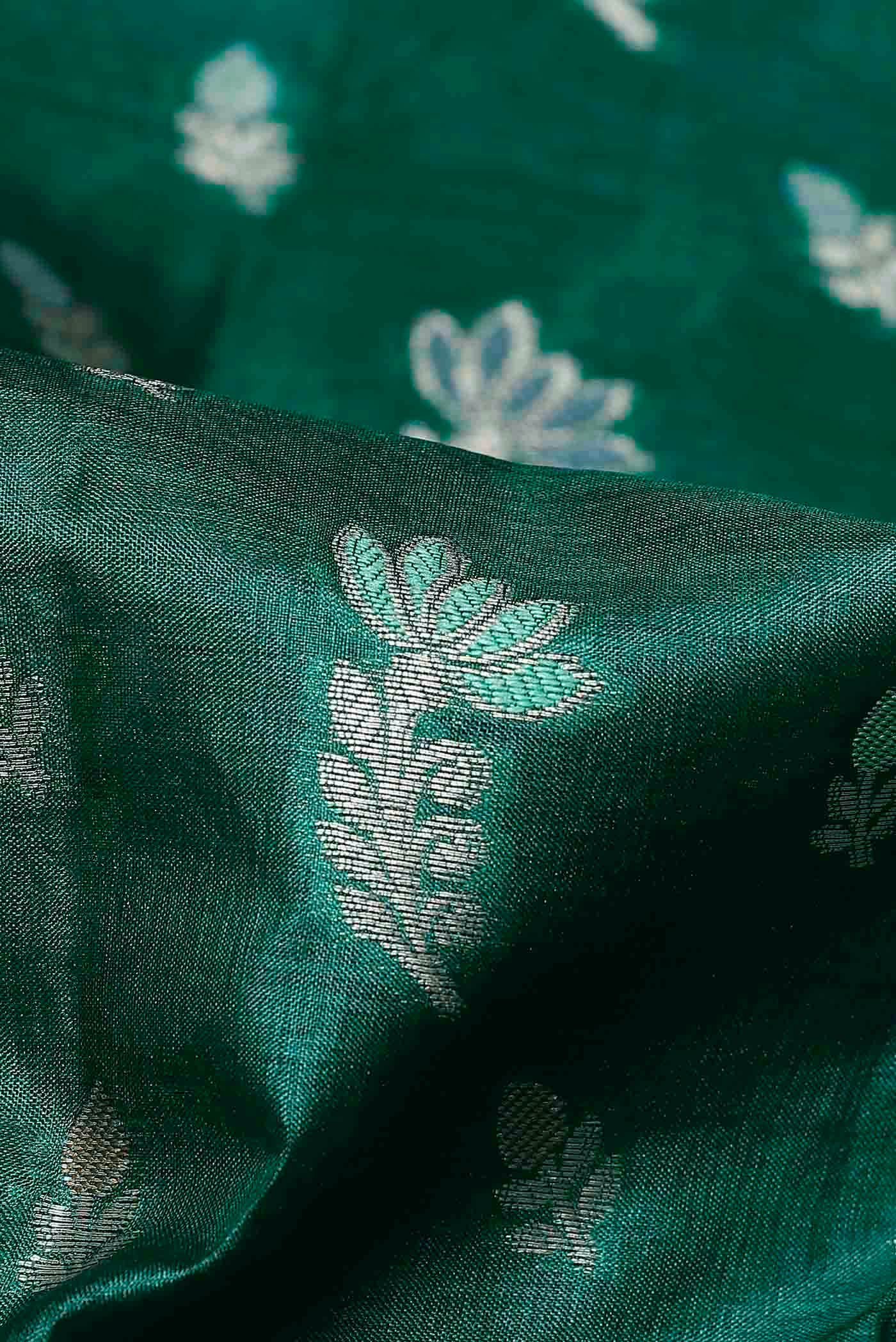 Green Banarasi Tussar Silk Saree
