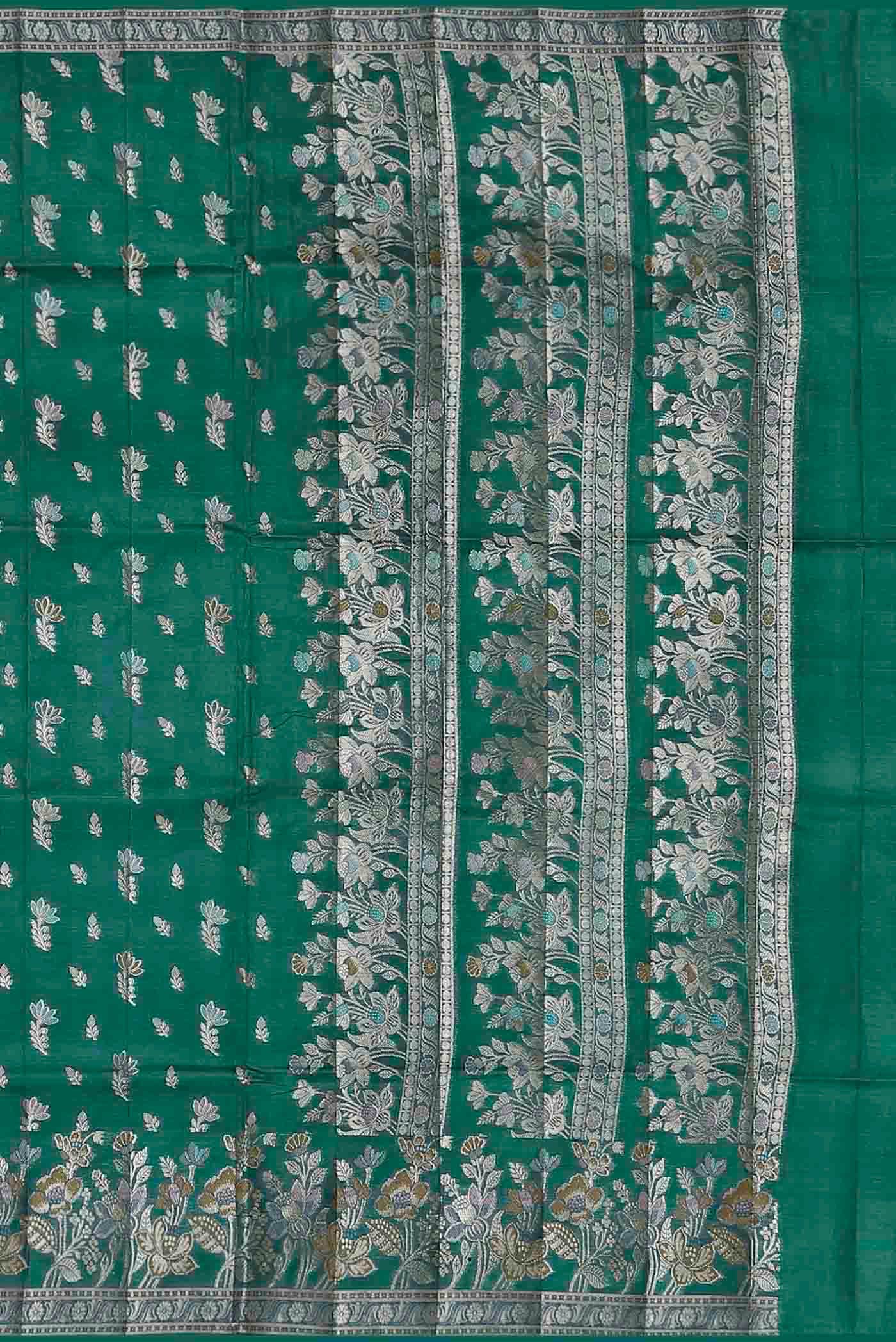 Green Banarasi Tussar Silk Saree