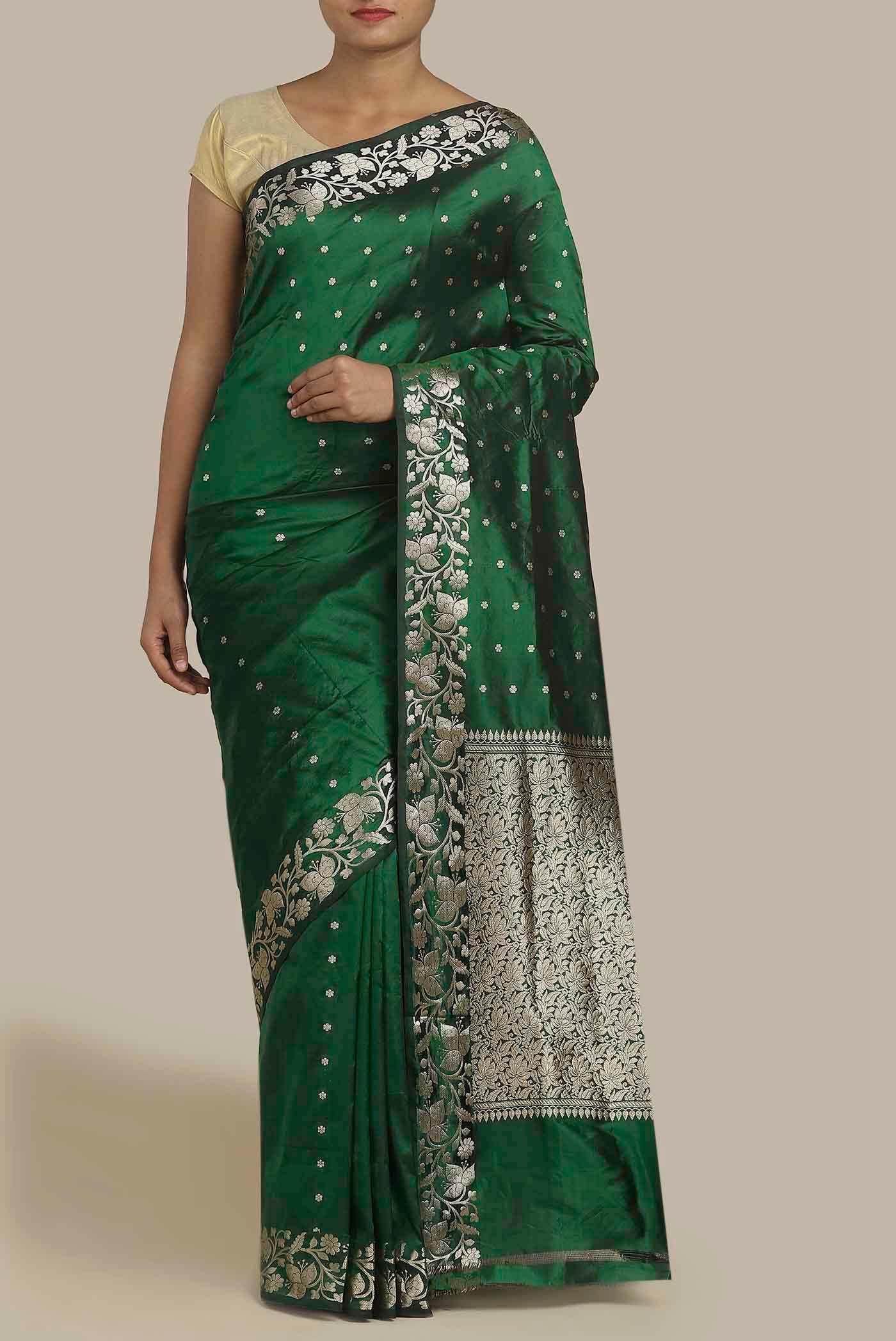 Green Banarasi Katan Silk Saree