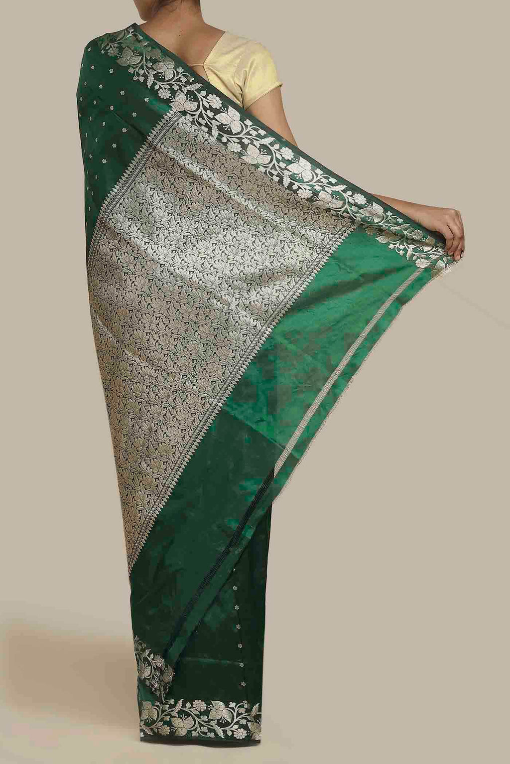 Green Banarasi Katan Silk Saree