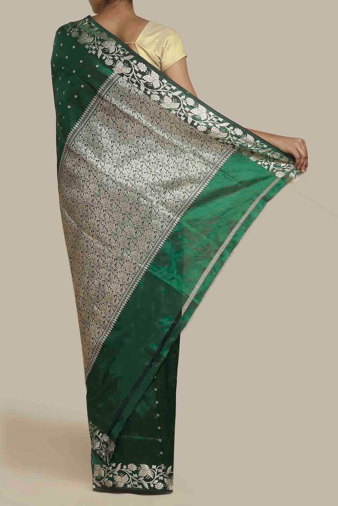 Green Banarasi Katan Silk Saree
