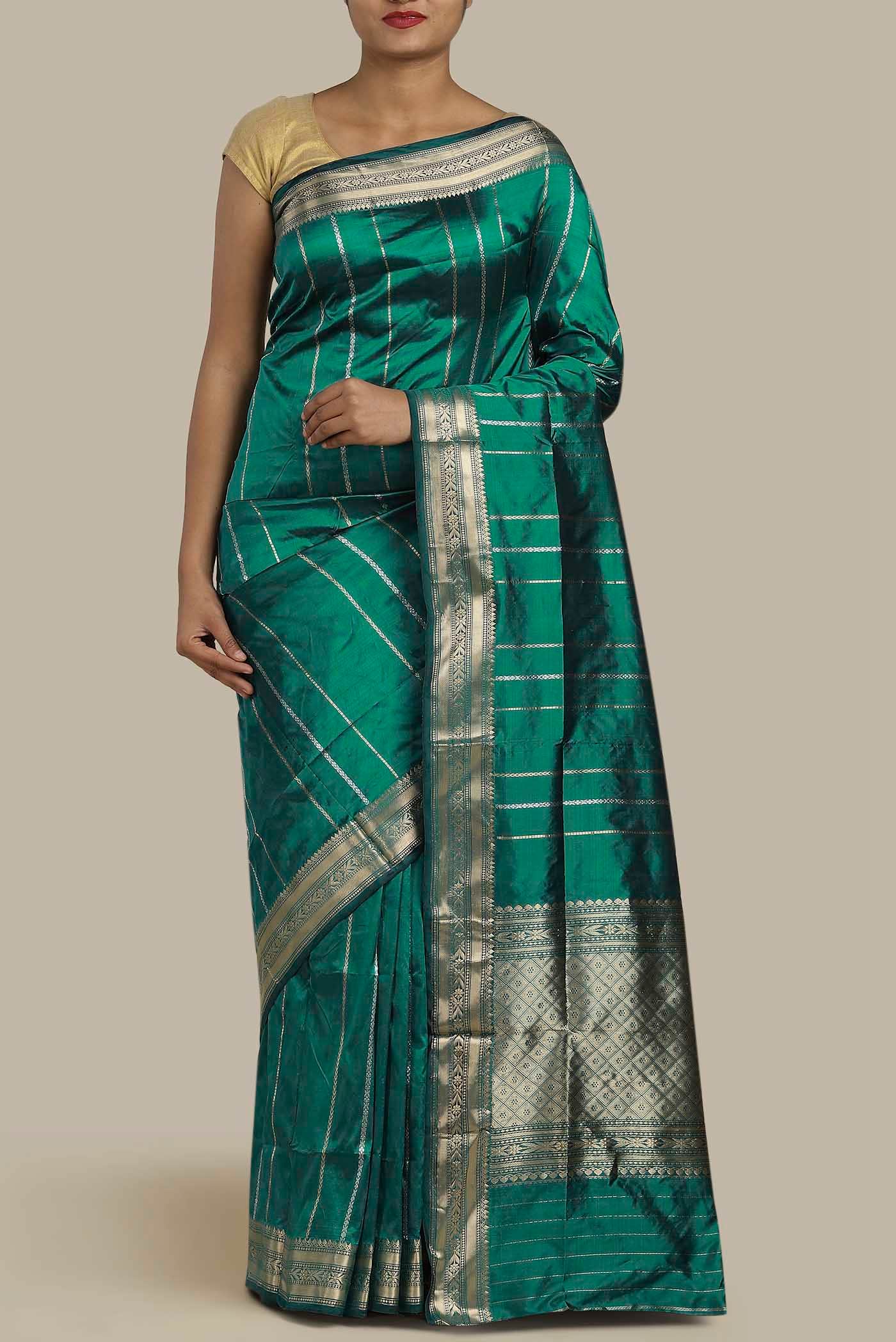 Green Banarasi Katan Silk Saree