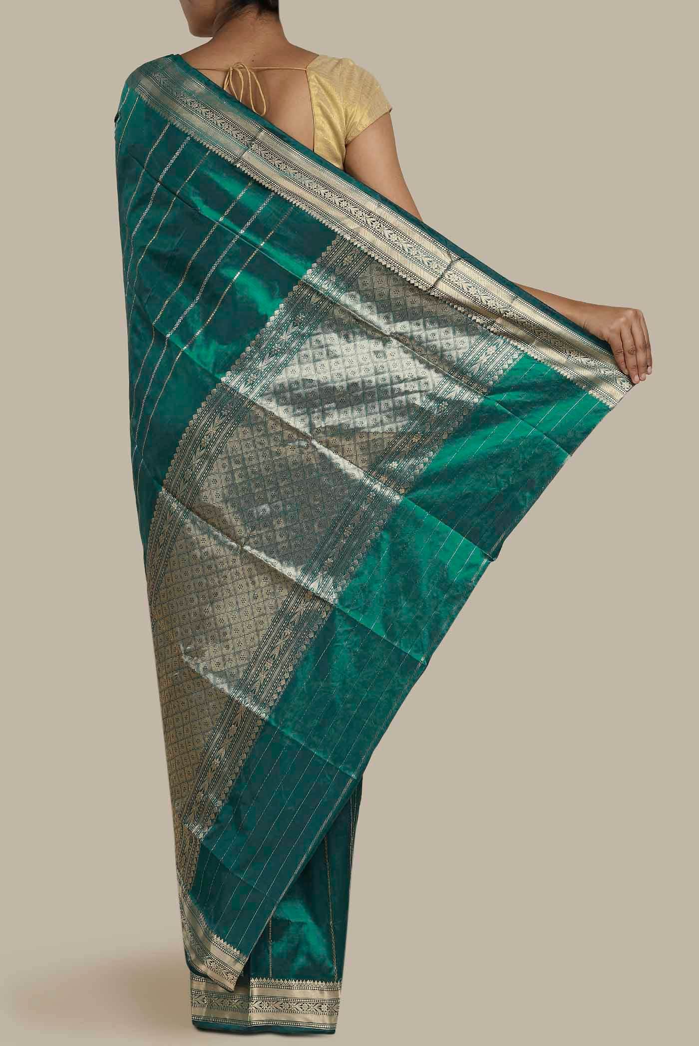Green Banarasi Katan Silk Saree