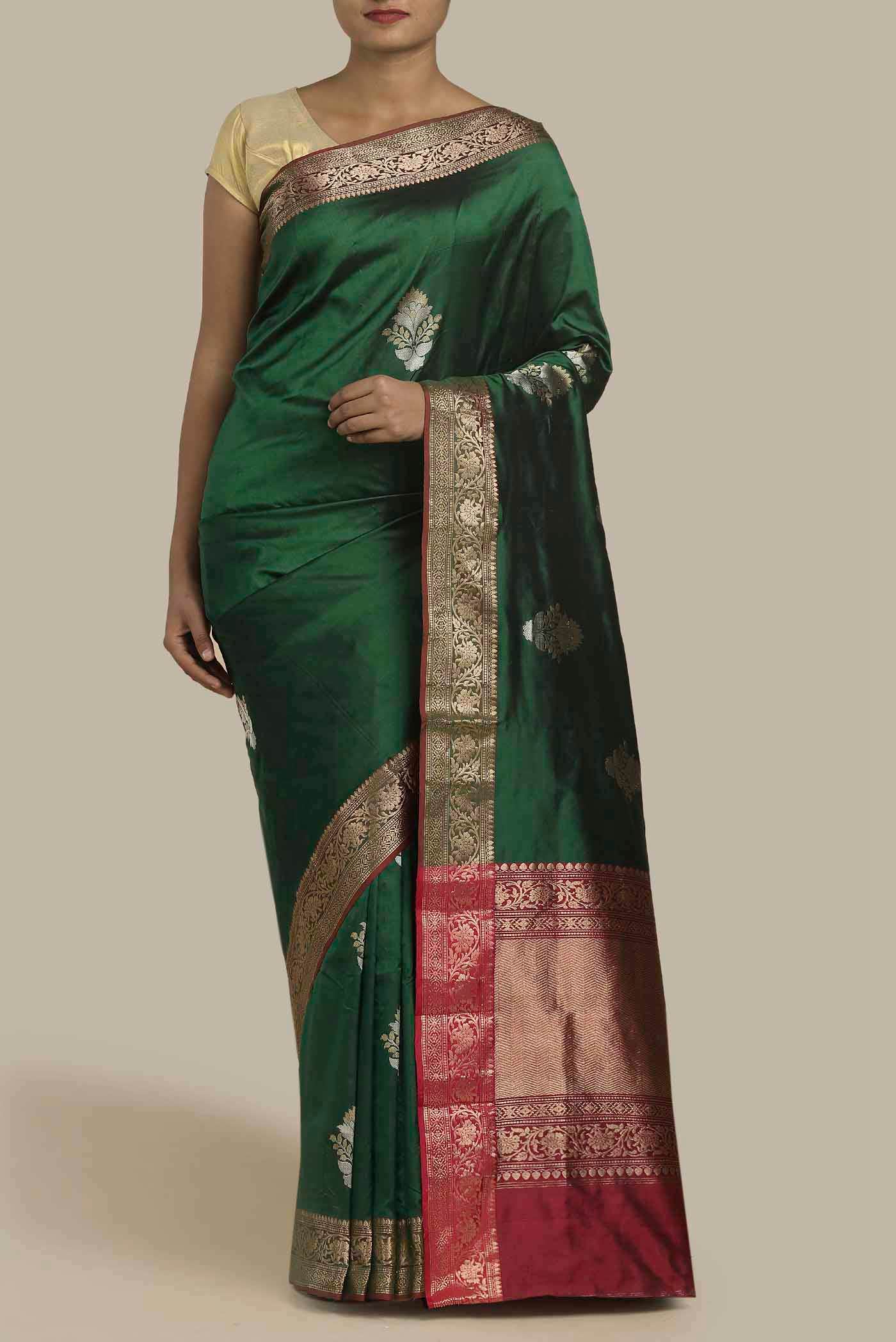 Green Banarasi Katan Silk Saree