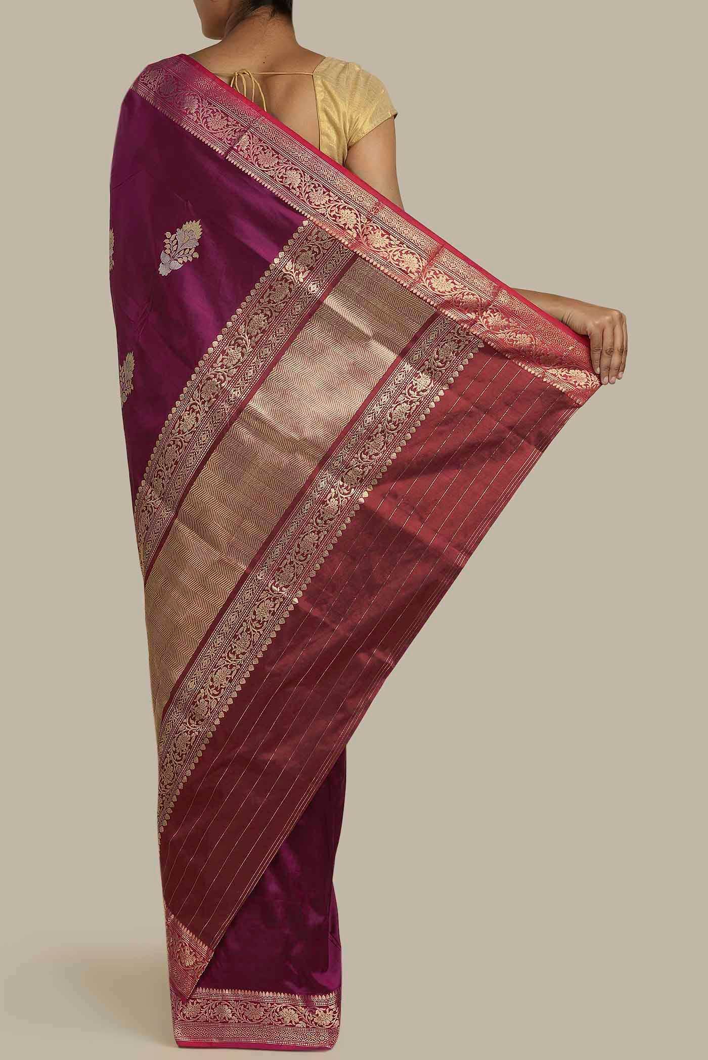 Magenta Banarasi Katan Silk Saree