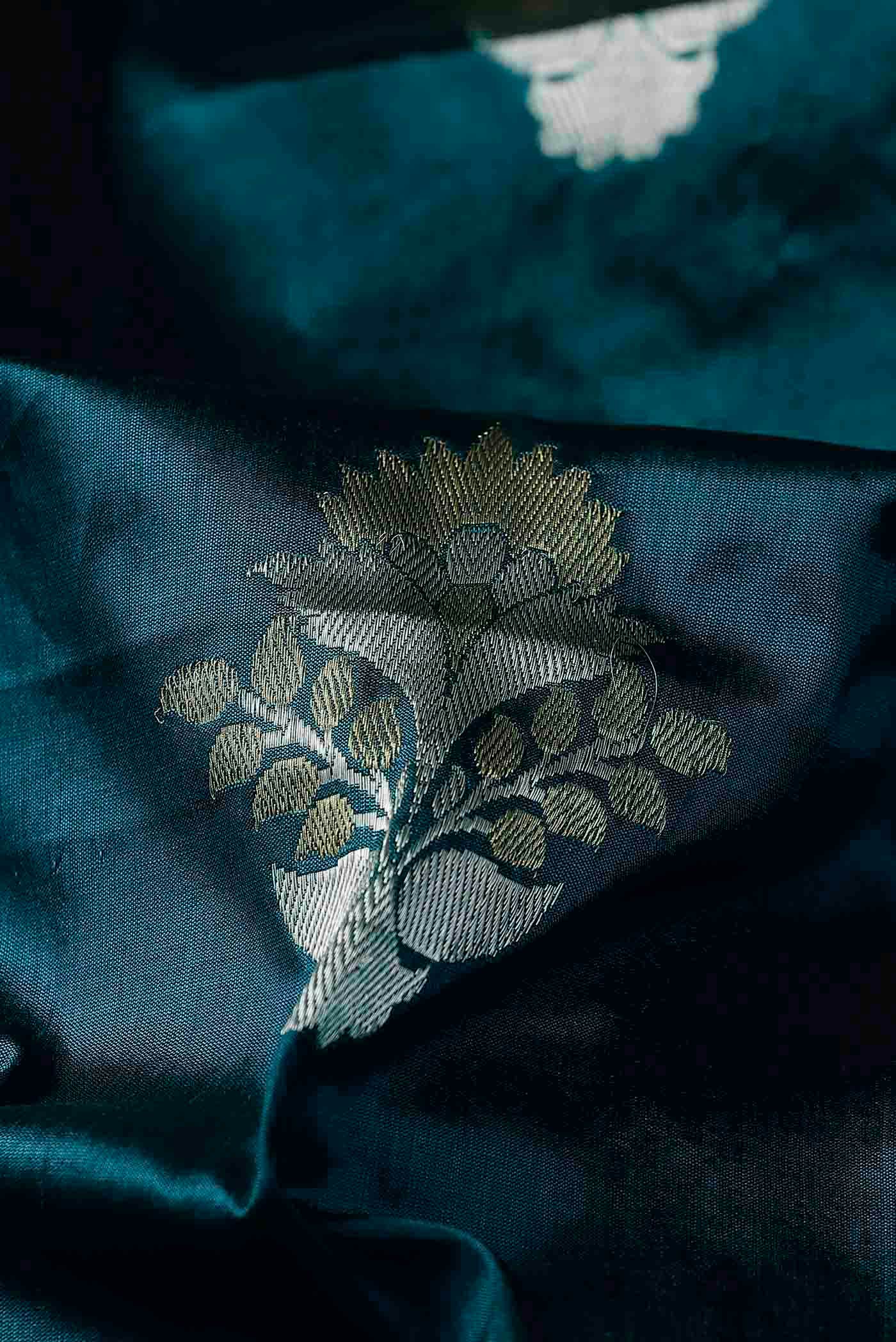 Blue Banarasi Katan Silk Saree